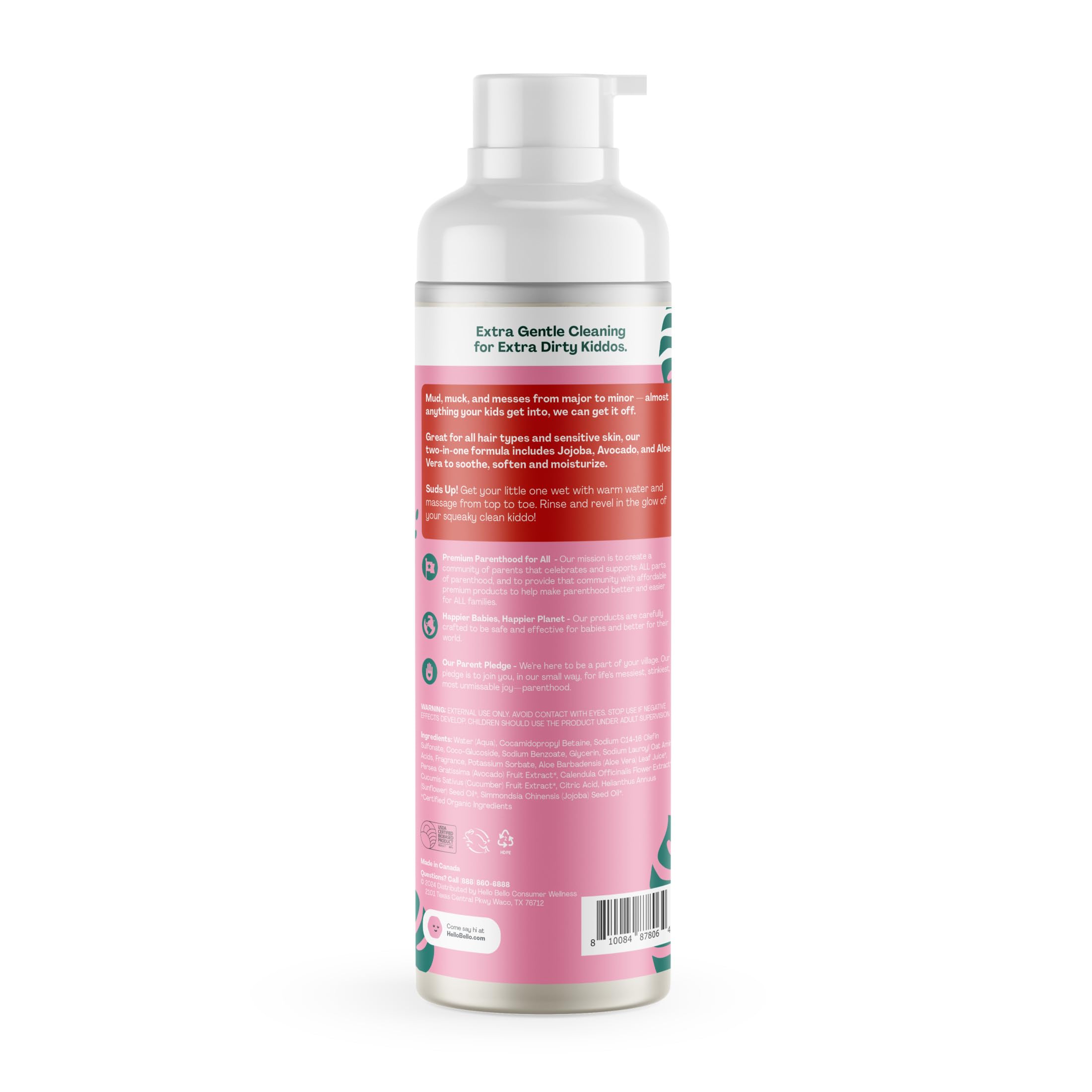 Hello Bello Kids Shampoo & Body Wash - Watermelon Scented, 16.7oz | Gentle & Tear-Free for Babies & Toddlers | Perfect for Bath Time & Daily Hygiene