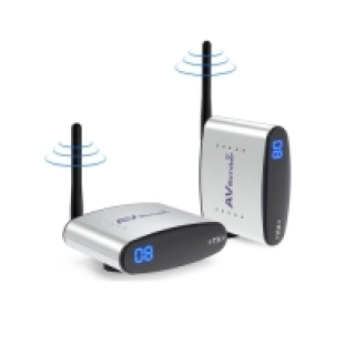 Wireless AV Transmitter and Receiver Kit - 2.4GHz Video Audio Sender with IR Remote Control for Home Theater, Security Cameras & Gaming Systems
