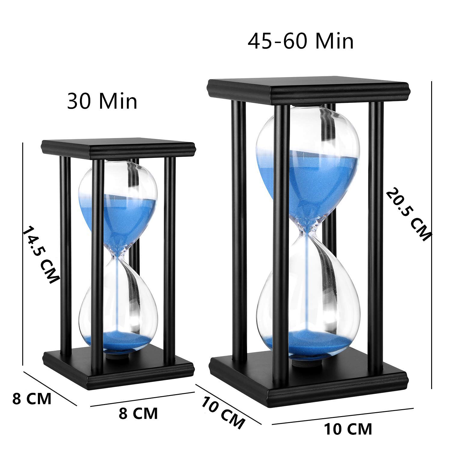 60 Minute Sand Timer - Black Frame Blue Sand Hourglass for Kitchen, Office, Classroom, Games | Perfect for Cooking, Study, Meditation & Party Decor
