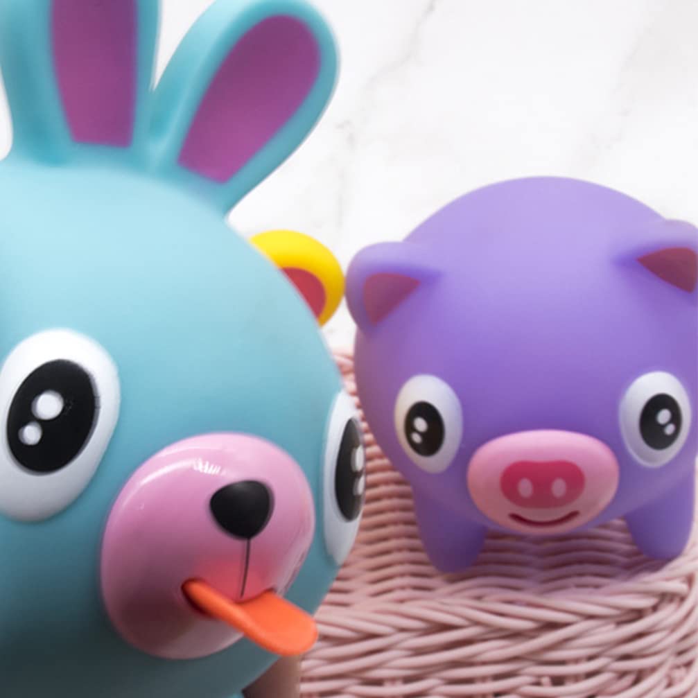 Zerodeko Squeaky Stress Ball for Kids - Cartoon Animal Squeeze Toy for Anxiety Relief & Sensory Play, Fun Party Favors for Birthdays, Christmas & Easter (Purple Pig) - Perfect for Classrooms, Travel & Office Stress Relief