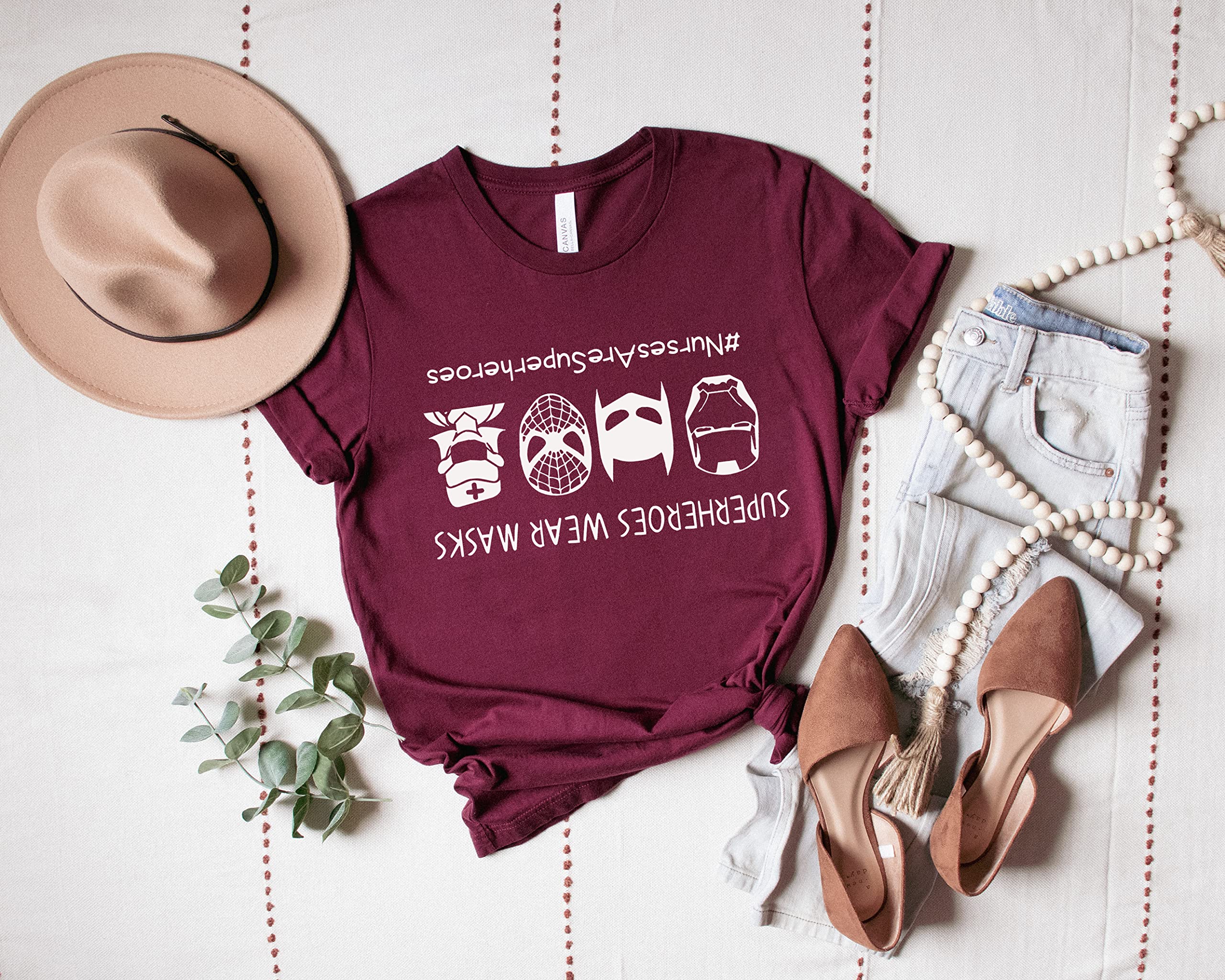 Nurses Are Superheroes T-Shirt - Superheroes Wear Masks Tee - Quarantine Heroes Apparel - Comfortable Nurse Shirt for Healthcare Workers - Perfect for Work, Gifts & Everyday Wear