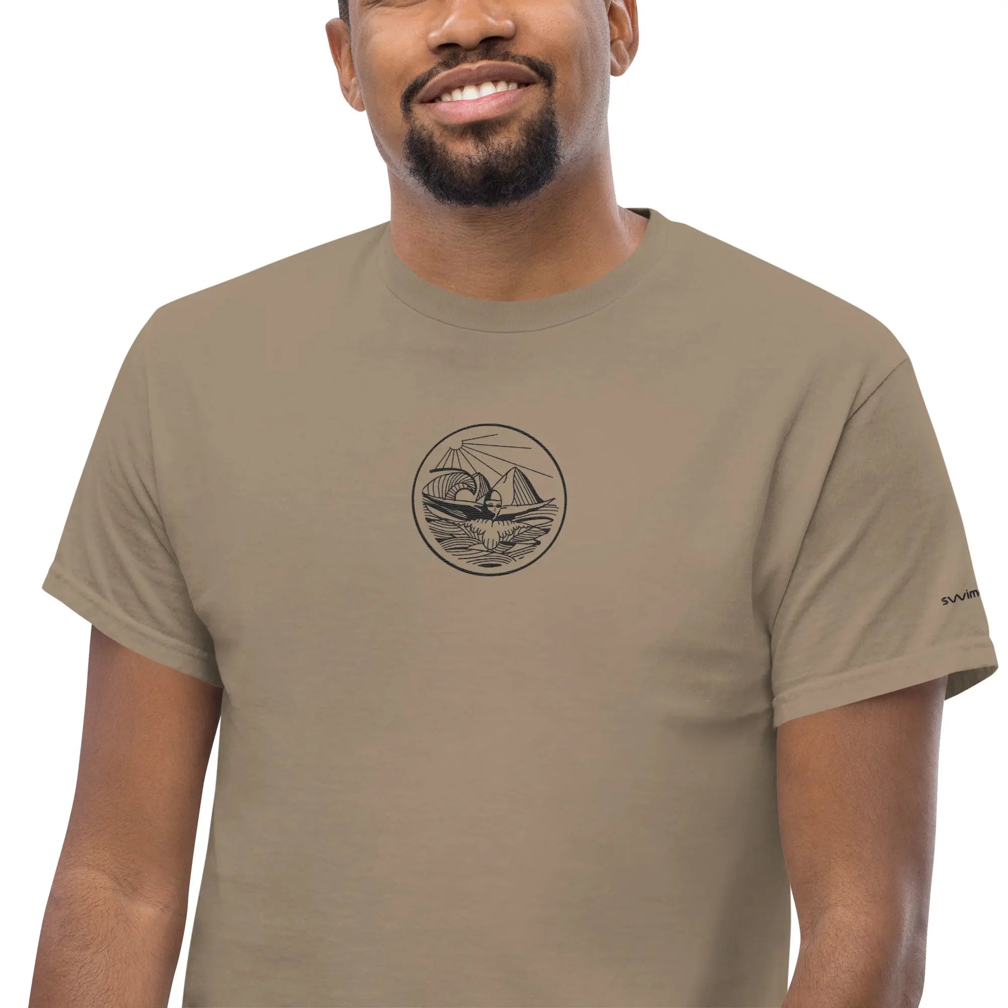 Designer Mountain Swimmer Graphic T-Shirt - Unisex Casual Tee for Men & Women | Perfect for Outdoor Adventures, Beach Trips, and Streetwear Fashion