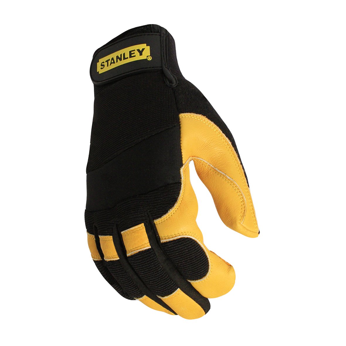 Stanley Men's Hybrid Performance Suede Gloves - One Size, Black/Yellow - Ideal for Outdoor Work, Construction & Winter Sports