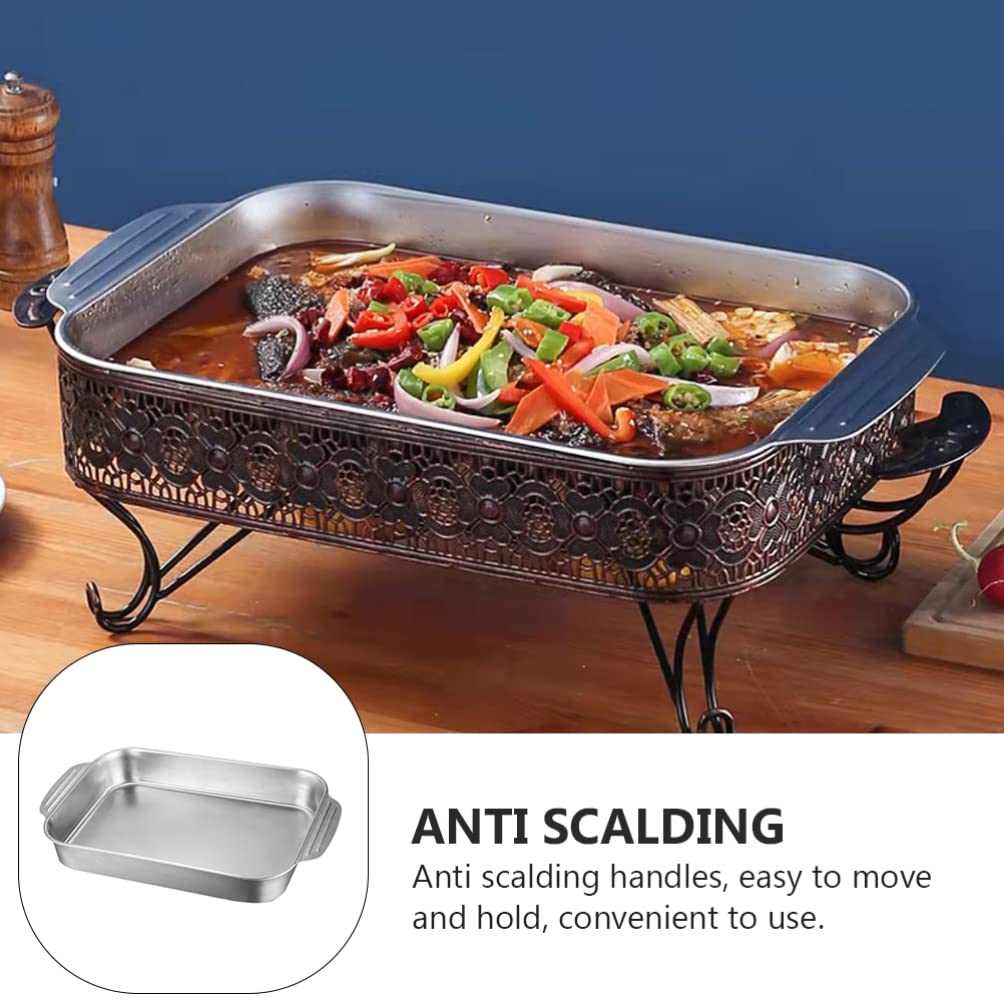 DOITOOL Stainless Steel Rectangular BBQ Gas Grill Griddle Pan - Outdoor Camping & Backyard Cooking for Charcoal & Gas Grills - Perfect for Picnics, Tailgating & Patio Parties