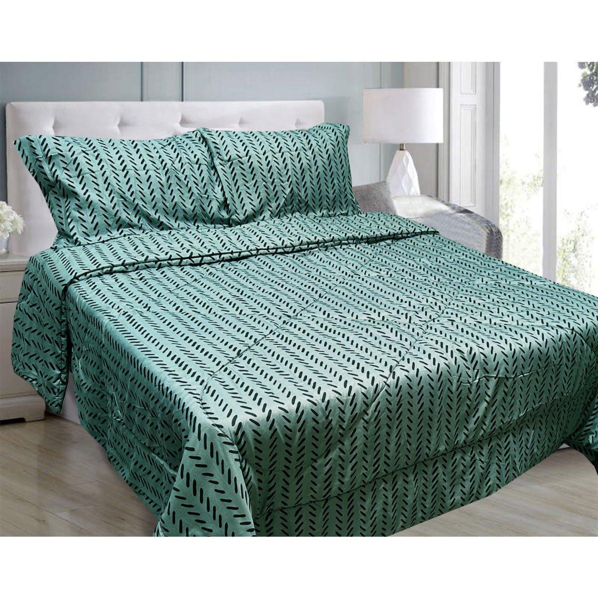 Hotel Living 3-Piece Lightweight Comforter Set Queen/King Size - Oscar Herringbone Pattern | Ultra Soft Bedding for Luxury Hotels & Cozy Home Bedrooms