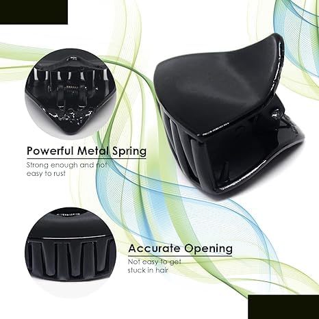 KROGER 6-Pack Black Plastic Hair Claw Clips for Women & Girls - Medium Size Trendy Hair Clips for Ponytail, Bun & Updo Hairstyles - Perfect for Daily Use, Work, School & Special Occasions