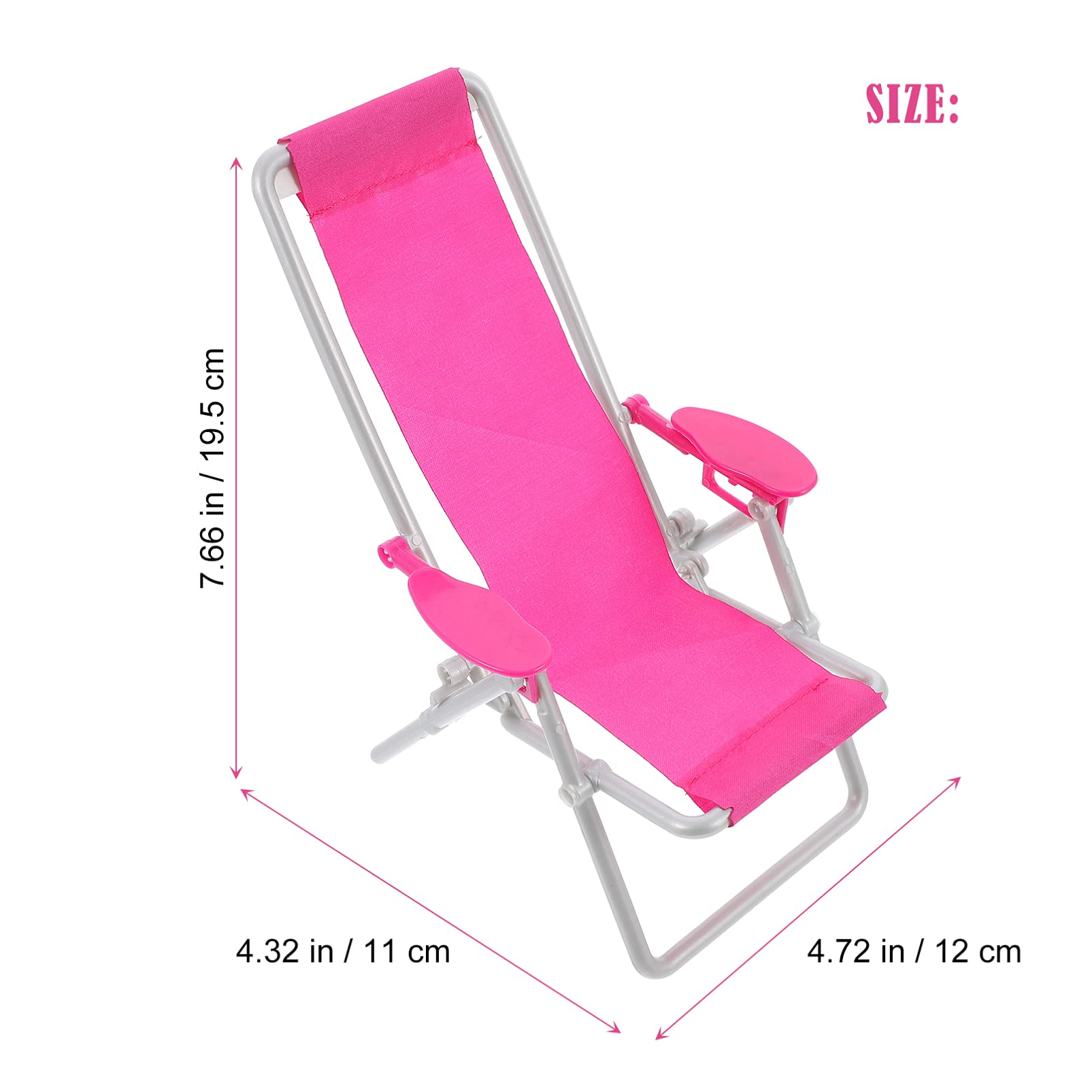 Toyvian 3-Piece Miniature Foldable Beach Chair Set - Dollhouse Furniture, Mini Deck Chair, Lounge Chair for Dolls - Perfect for Beach Scenes, Poolside Decoration & Dollhouse Accessories