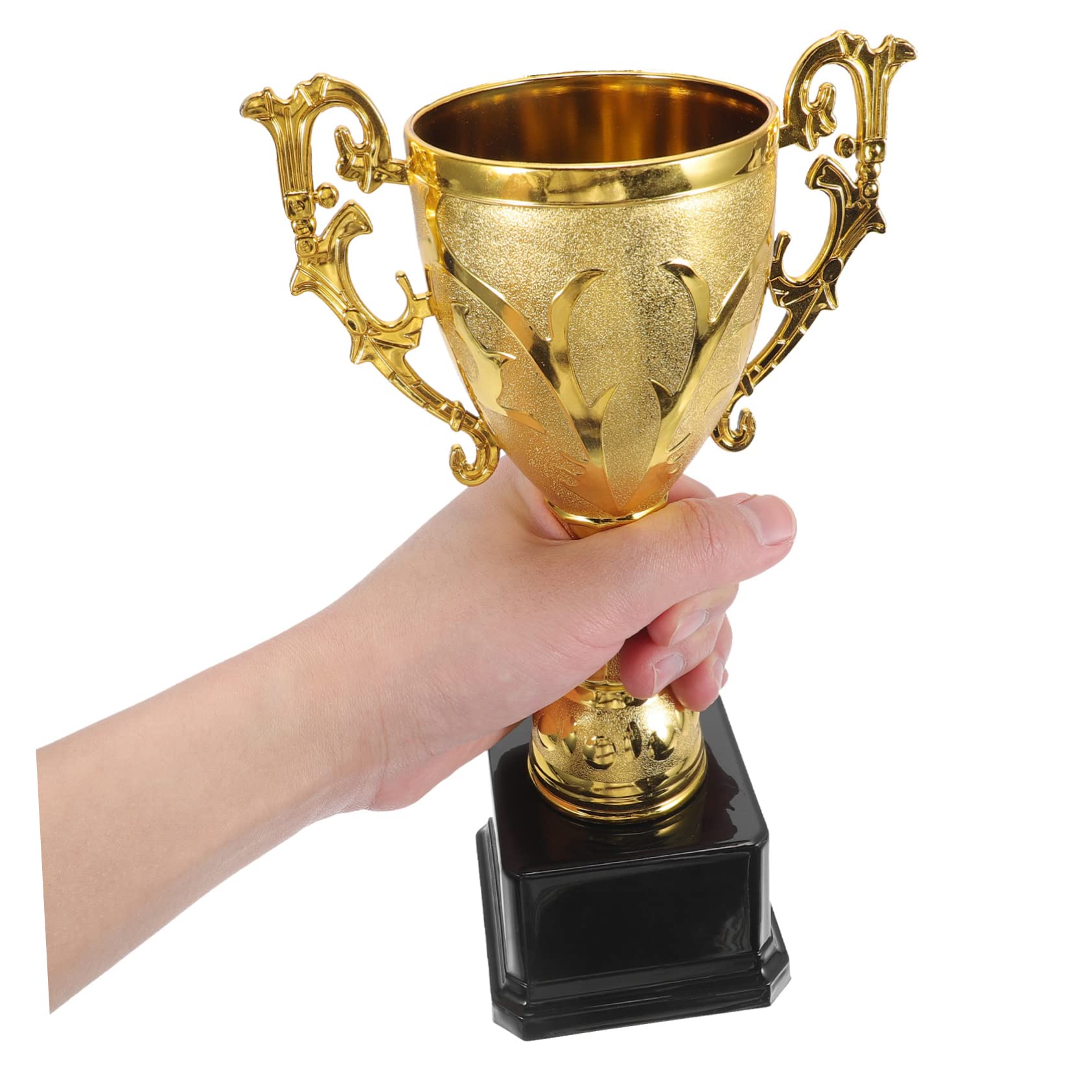 BELLIFFY Kids Plastic Soccer Trophy Toy Set - Mini Champion Awards for Boys & Girls - Silver Sports Prize for Birthday Party, School Competition & Youth Soccer Tournament