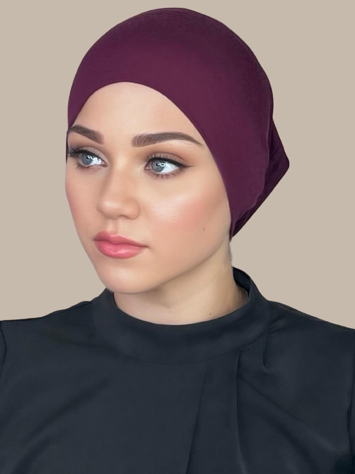 Premium Jersey Underscarf in Wine Red - Comfortable Muslim Hijab Liner for Daily Wear & Modest Fashion