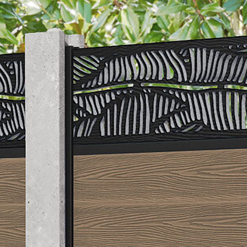Classic Teak Feather Fence Panel for Concrete Posts - Durable Outdoor Privacy Screen for Patio, Garden & Pool Areas