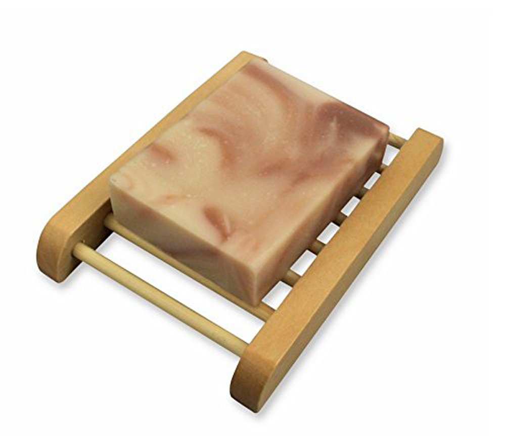 Natural Wooden Soap Box Set of 2 - Rustic Bathroom Soap Dish Holder with Ladder Design | Perfect for Farmhouse, Spa & Guest Bathroom Decor