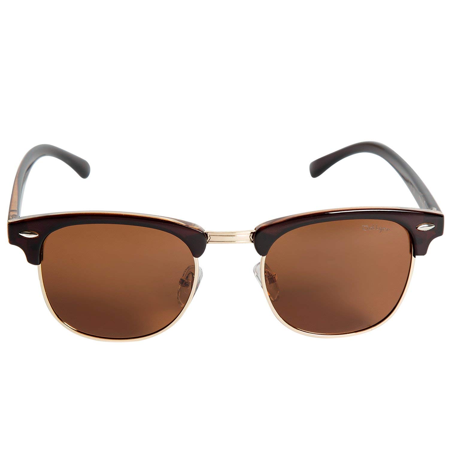 Polarized Browline Sunglasses for Men & Women - Classic Semi-Rimless Retro Frame - UV 400 Protection - Perfect for Driving, Beach & Outdoor Activities