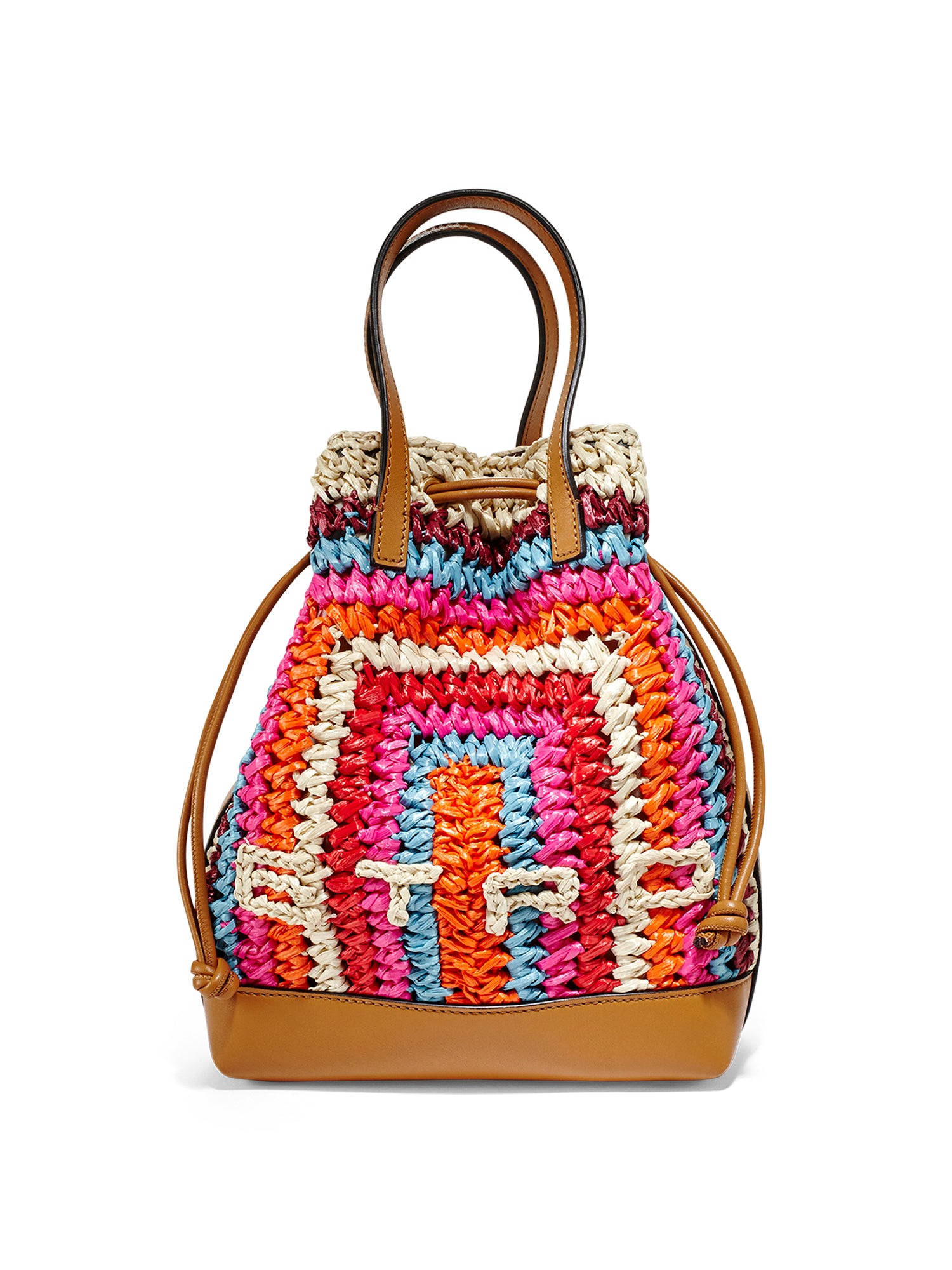 Giolla Raffia Bucket Handbag for Women - Natural Straw Beach Bag with Leather Straps - Perfect for Summer Vacation, Pool Party & Boho Fashion Accessory