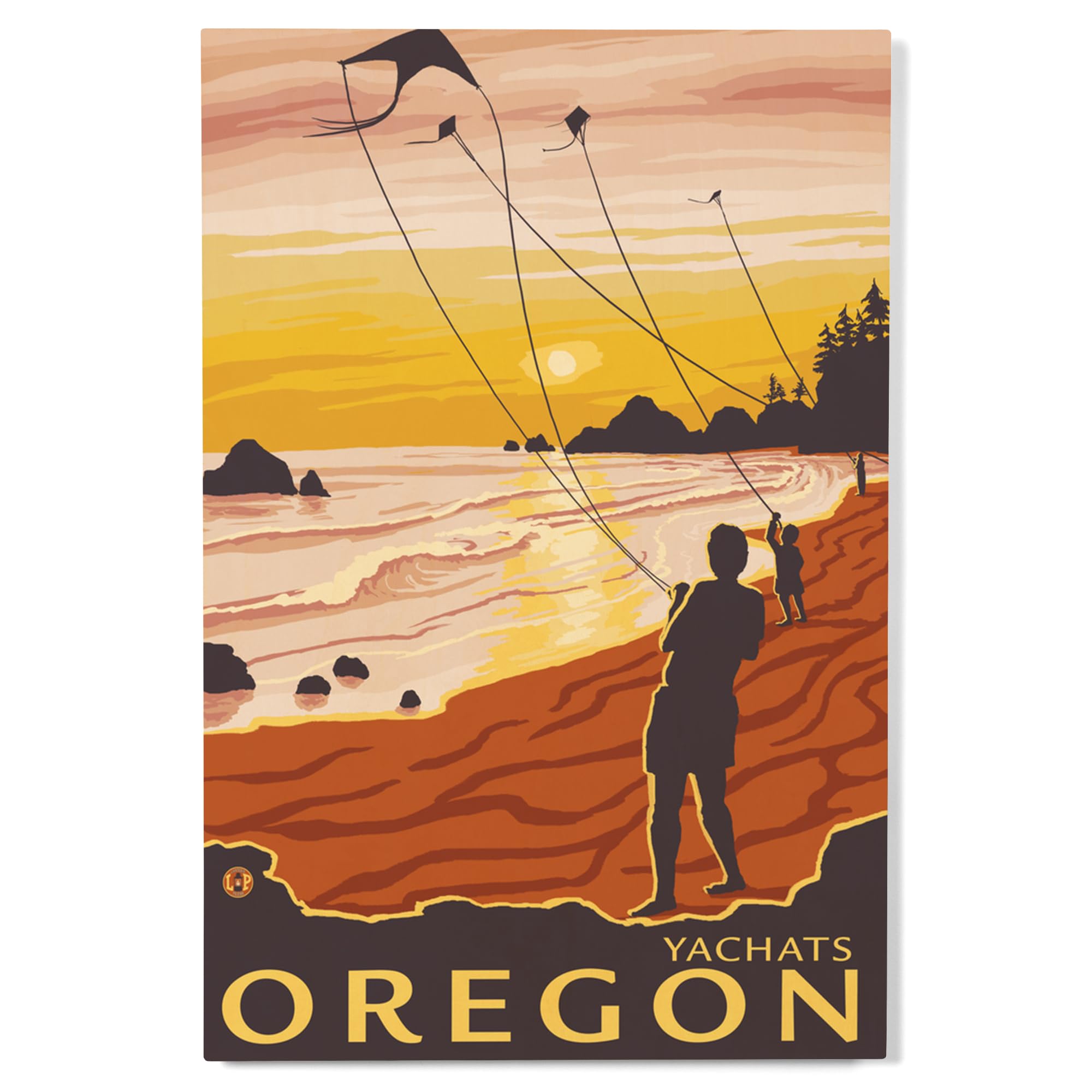 Lantern Press 12x18 Inch Premium Wood Wall Sign - Ready to Hang Coastal Beach Decor with Kites Design from Yachats Oregon | Perfect for Living Room, Bedroom, or Beach House Decoration