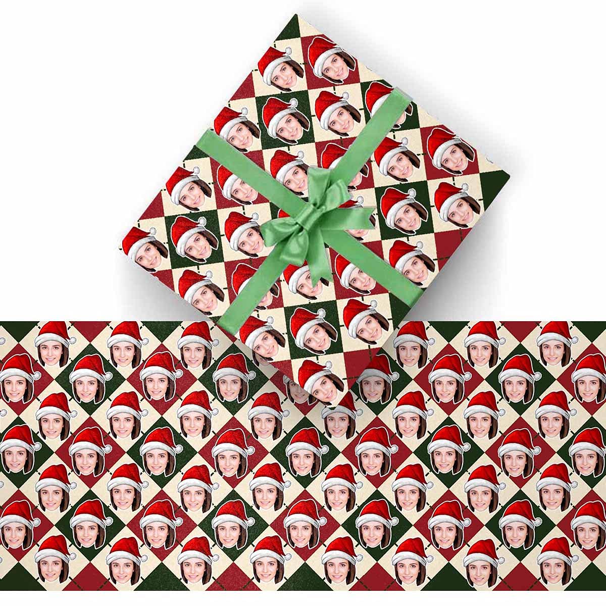 Custom Photo Wrapping Paper - Personalized Christmas Gift Wrap with Santa Hat | Valentine's Day, Birthday, Anniversary Present | 58