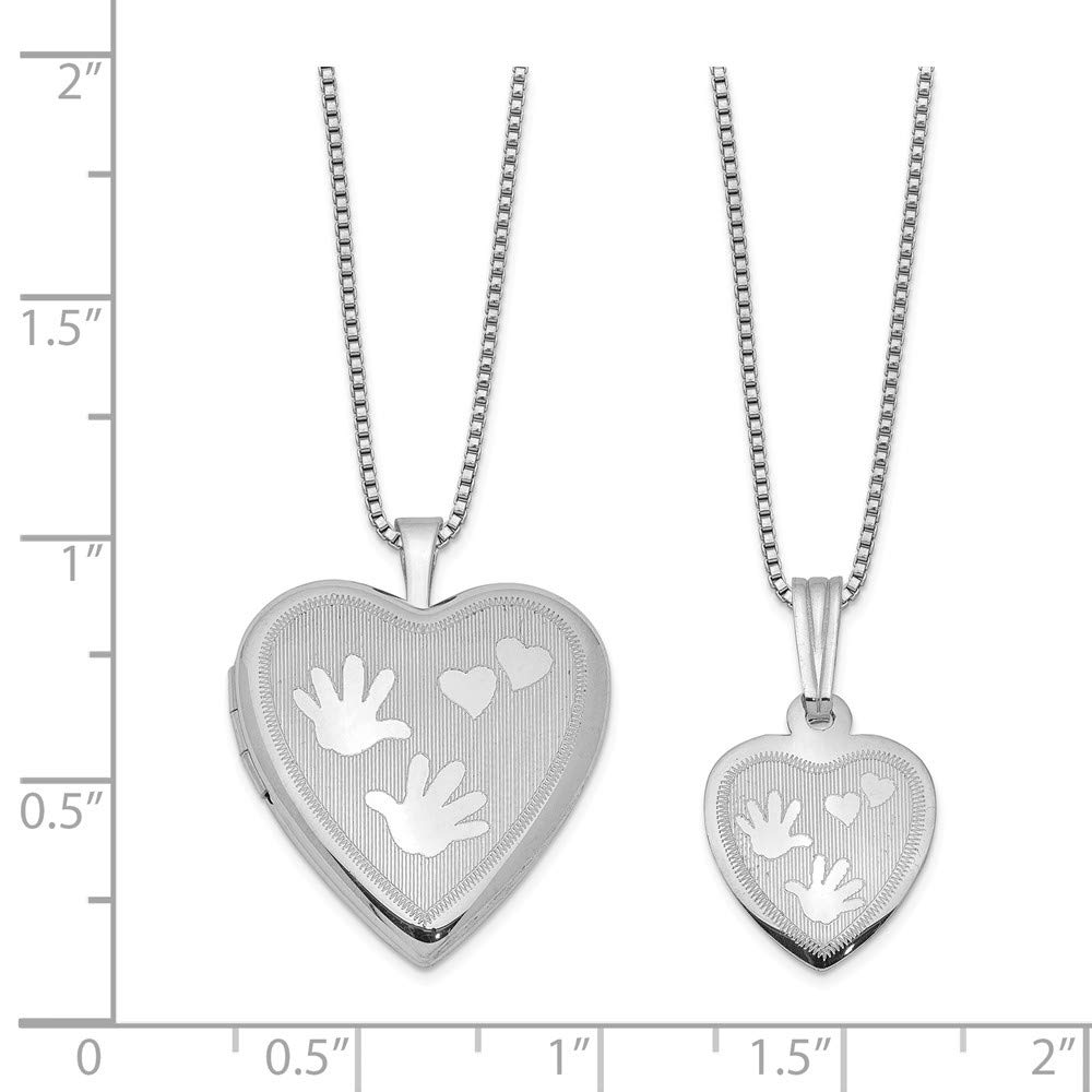 925 Sterling Silver Hand & Heart Locket Pendant Necklace - Brushed Matte Finish - Gift for Mom, Wife, Girlfriend - Perfect for Valentine's Day, Anniversary & Special Occasions