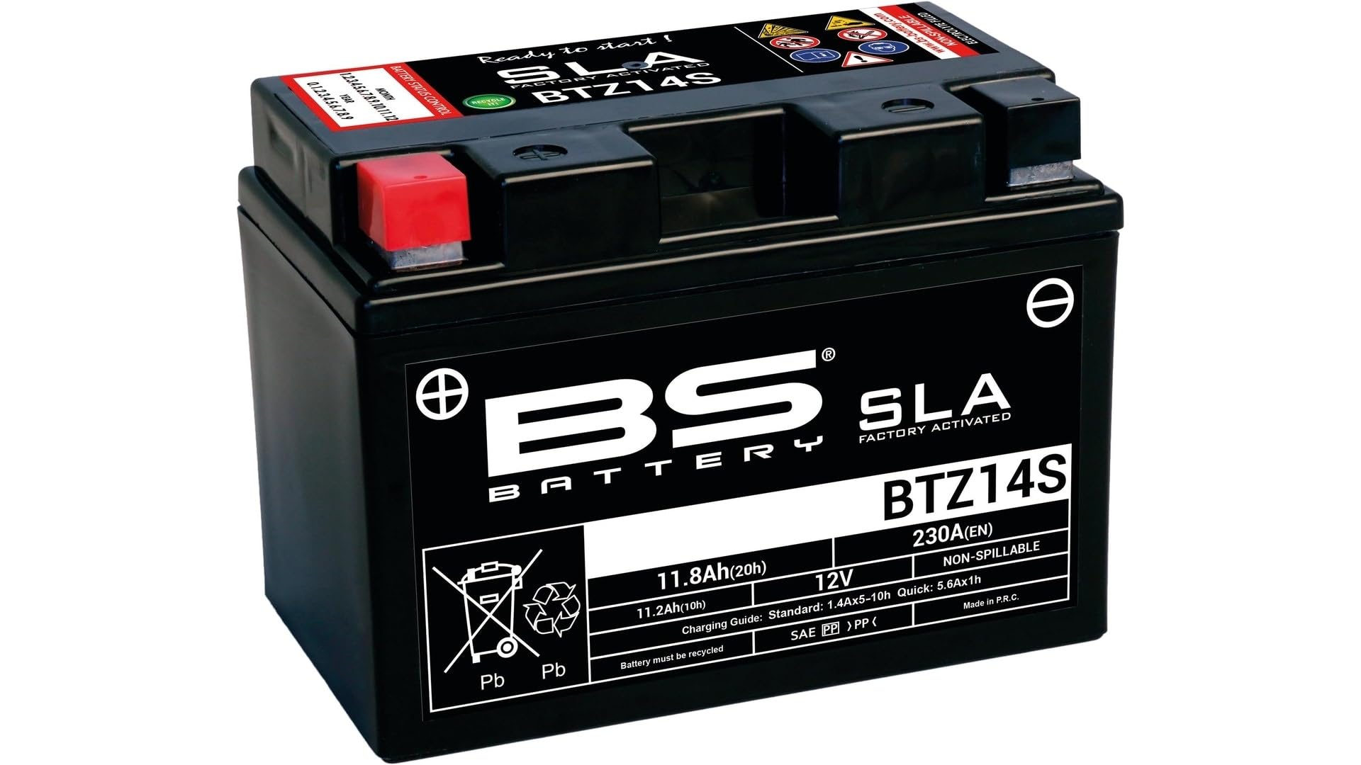 BS Battery SLA BTZ14S (FA) - High-Performance Sealed Lead Acid Battery for Motorcycles, ATVs, and Powersports - Perfect for Off-Road Adventures and Long Rides