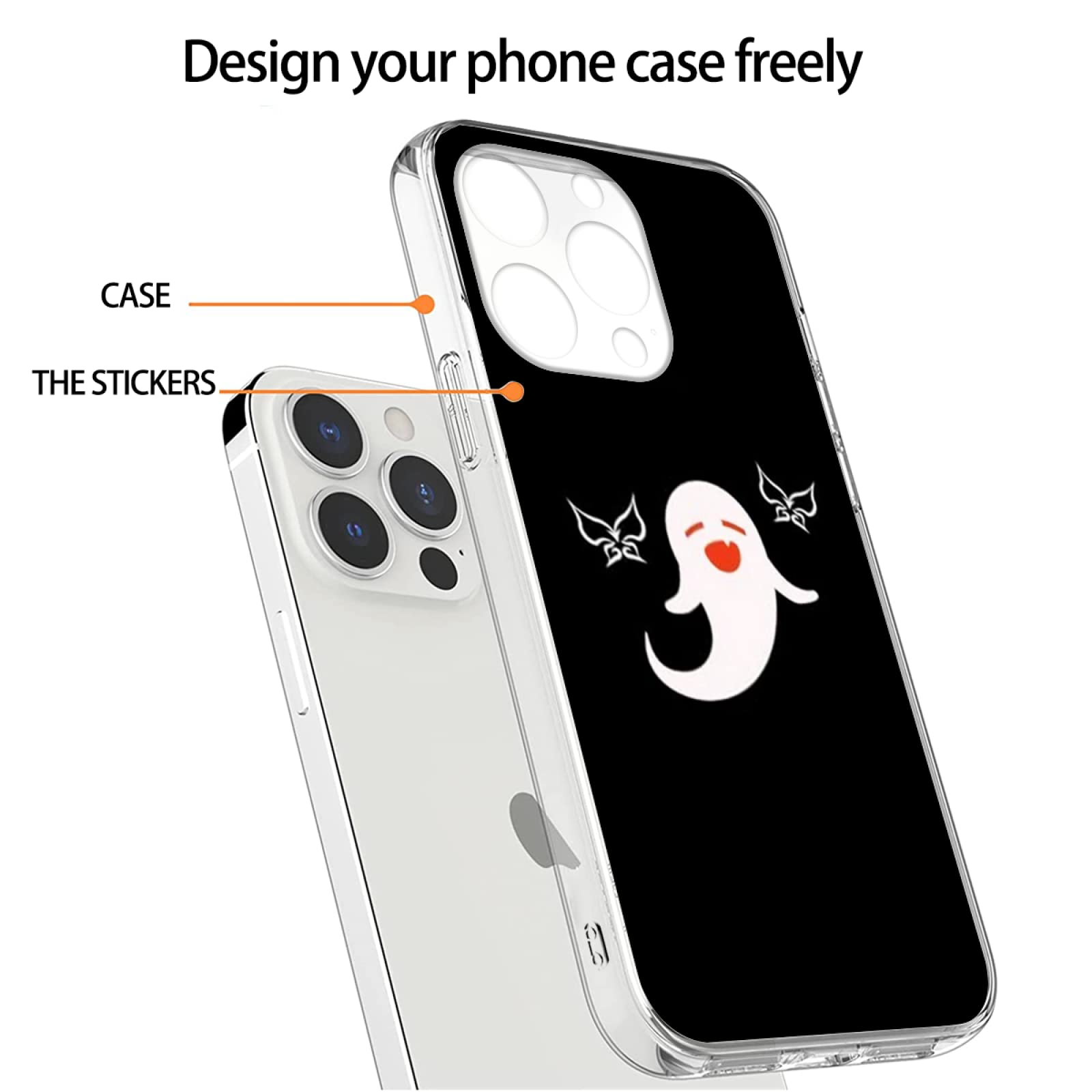 Shockproof Waterproof iPhone 13 Case with Halloween Ghost Design - Clear Protective Phone Cover for Impact Protection | Perfect for Halloween Parties, Cosplay & Everyday Use