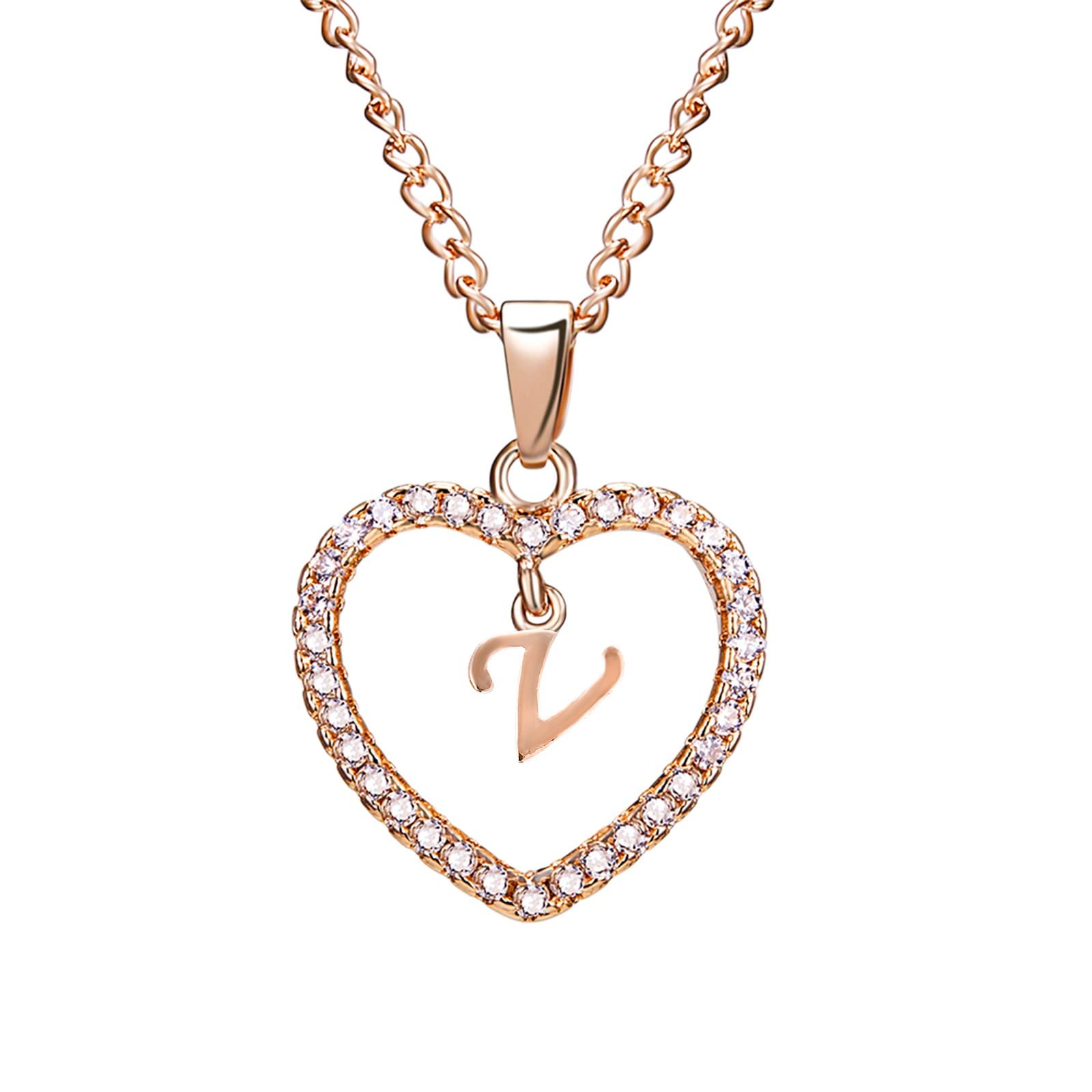 Women's Heart Letter Necklace A-Z - Personalized Initial Pendant Love Clavicle Chain Jewelry for Valentine's Day, Anniversary & Romantic Gifts