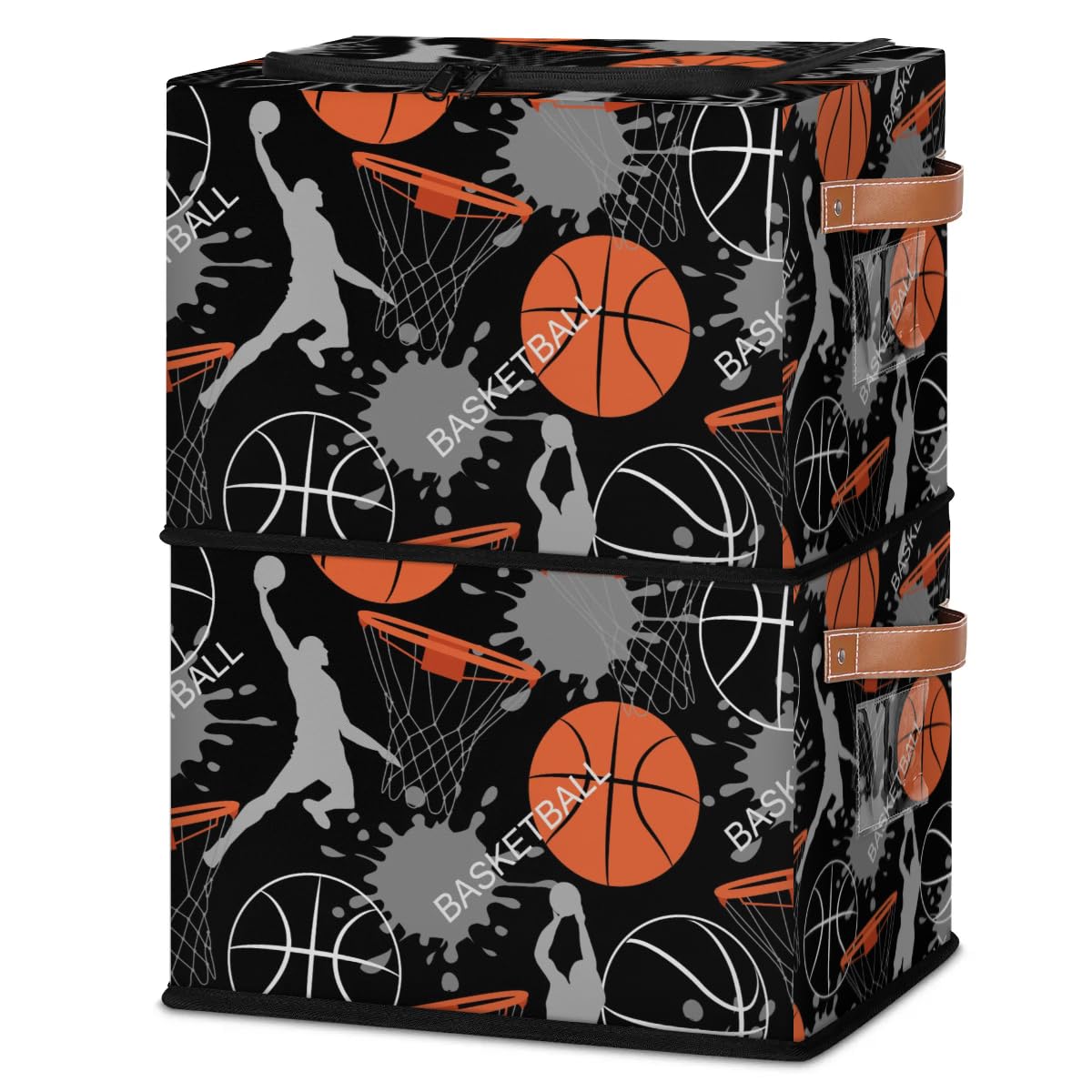 Durable Slam Dunk Storage Bins with Zipper Lids & Sturdy Handles - 2 Pack Organizer for Clothes, Toys & Home Organization | Perfect for Bedroom, Closet & Kids Room Storage