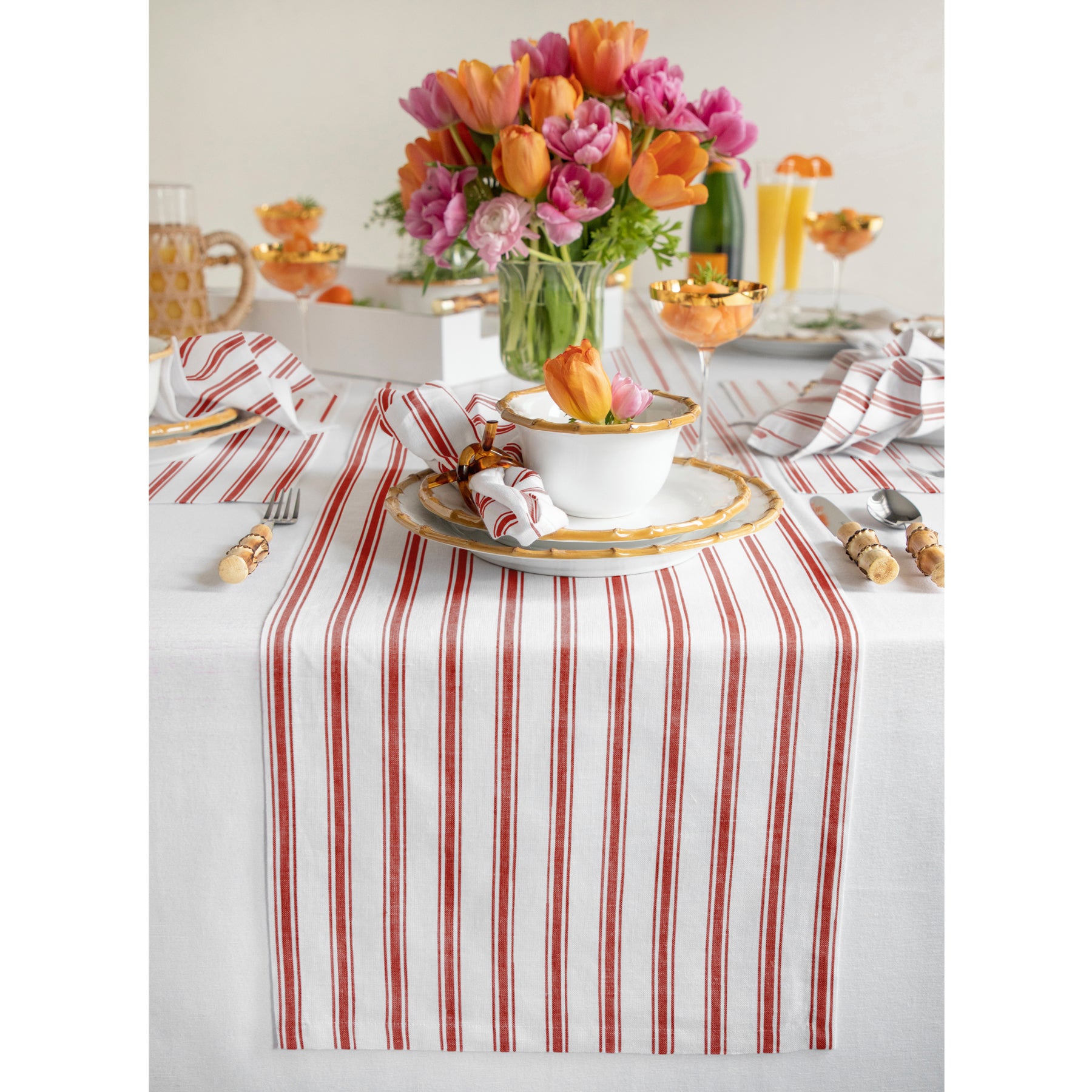 Stylish Capri Ticking Stripe Table Runner - Cotton Farmhouse Decor for Dining Room, Kitchen, or Wedding Party Decorations