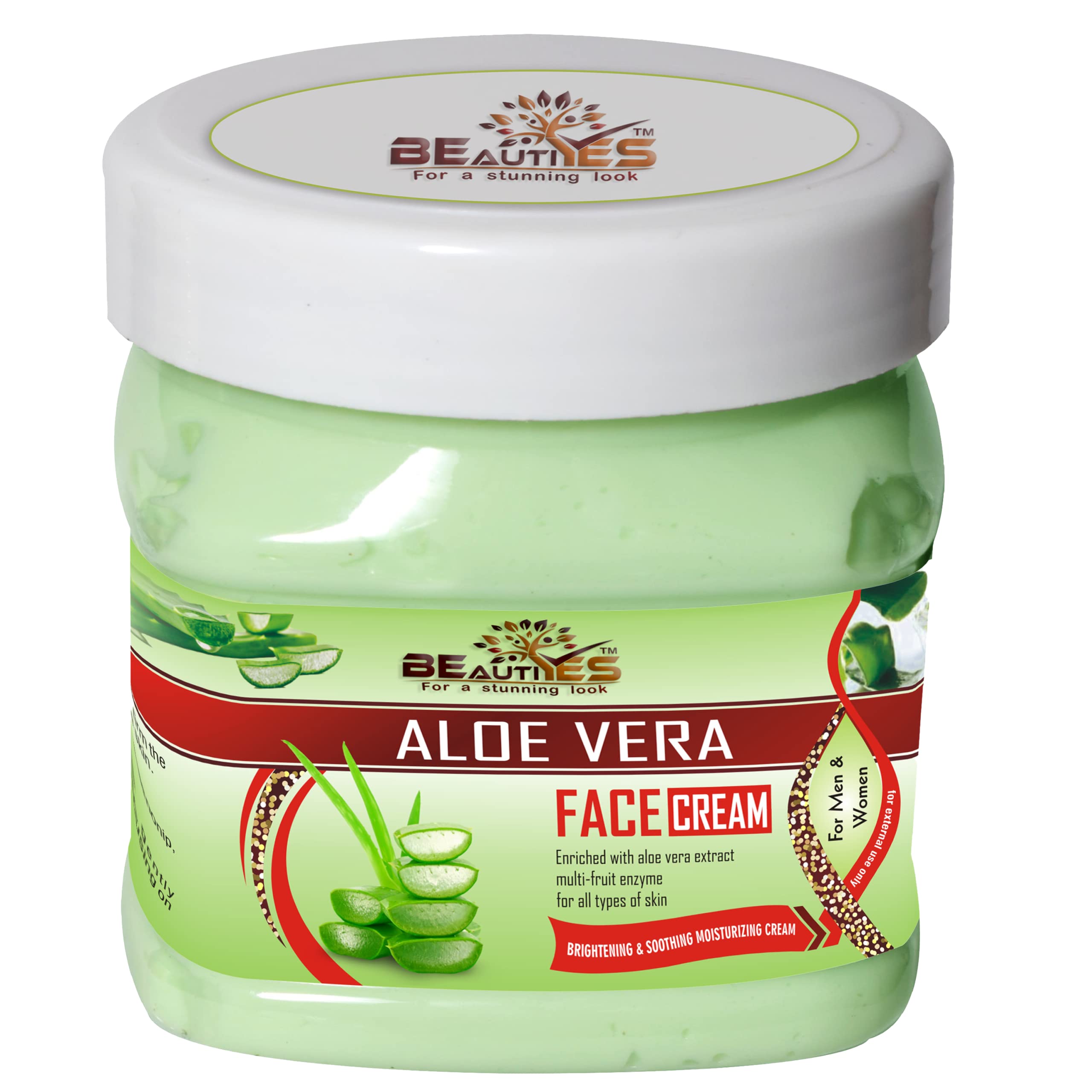 BeautiYes Aloe Vera Face Cream & Scrub Set (450gm Each) - Gentle Exfoliation & Soothing Moisturizer for All Skin Types with Aloe Vera Extract & Fruit Enzymes | Daily Skincare Routine for Hydrated, Glowing Skin