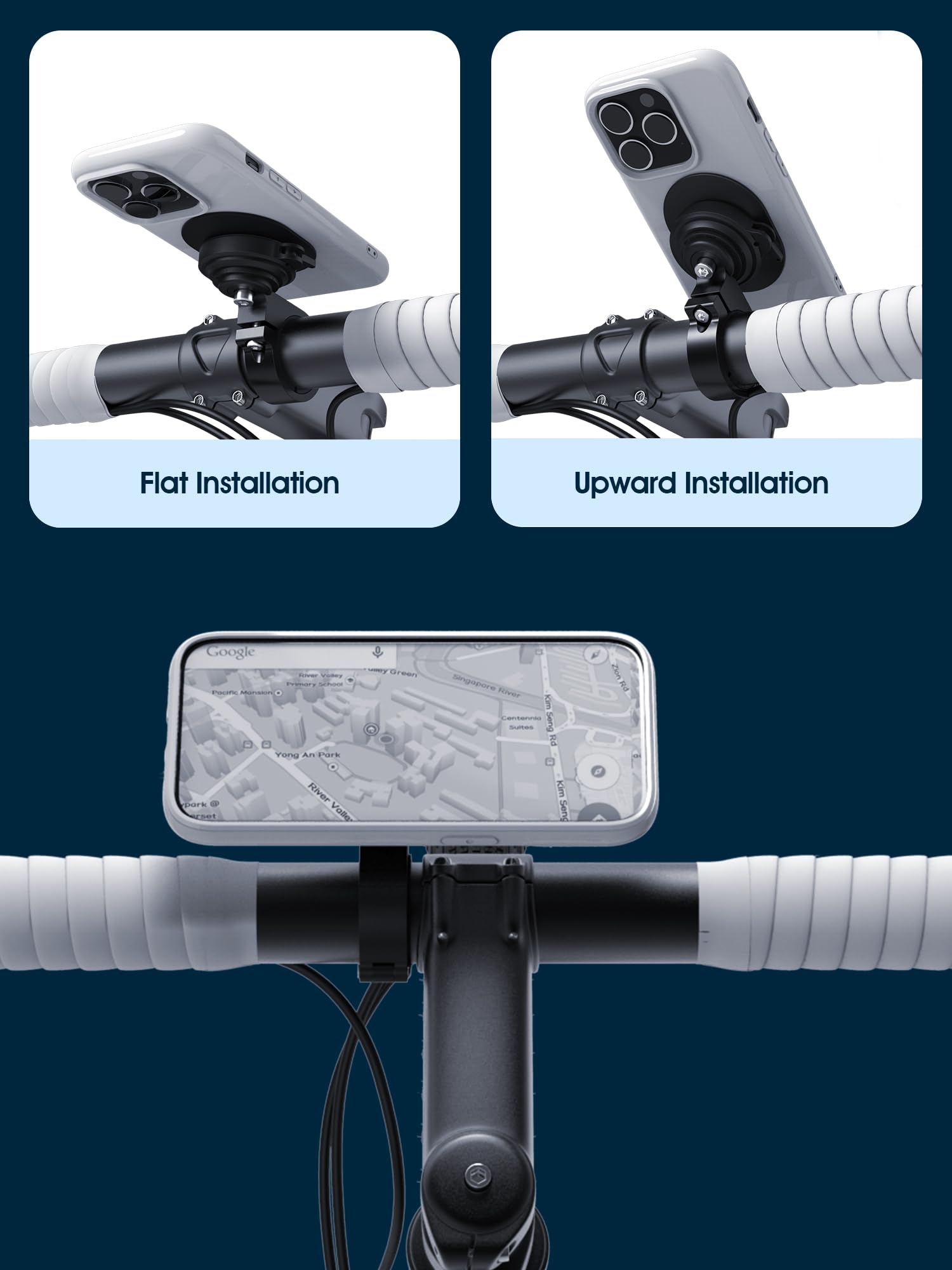 Sincetop Q Series Bike & Motorcycle Phone Mount - Quick Lock Aluminum Handlebar Phone Holder for iPhone, Samsung - Compatible with Mountain, Road, Electric Bikes & Scooters - Perfect for Cycling, Commuting & GPS Navigation