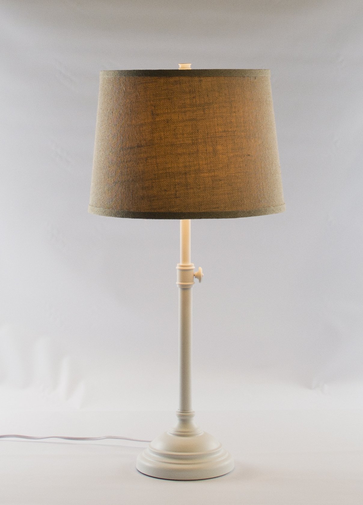 Urbanest Windsor Adjustable Table Lamp - Matte White Base with Natural Burlap Shade | Modern Desk Lighting for Home Office, Bedroom & Living Room