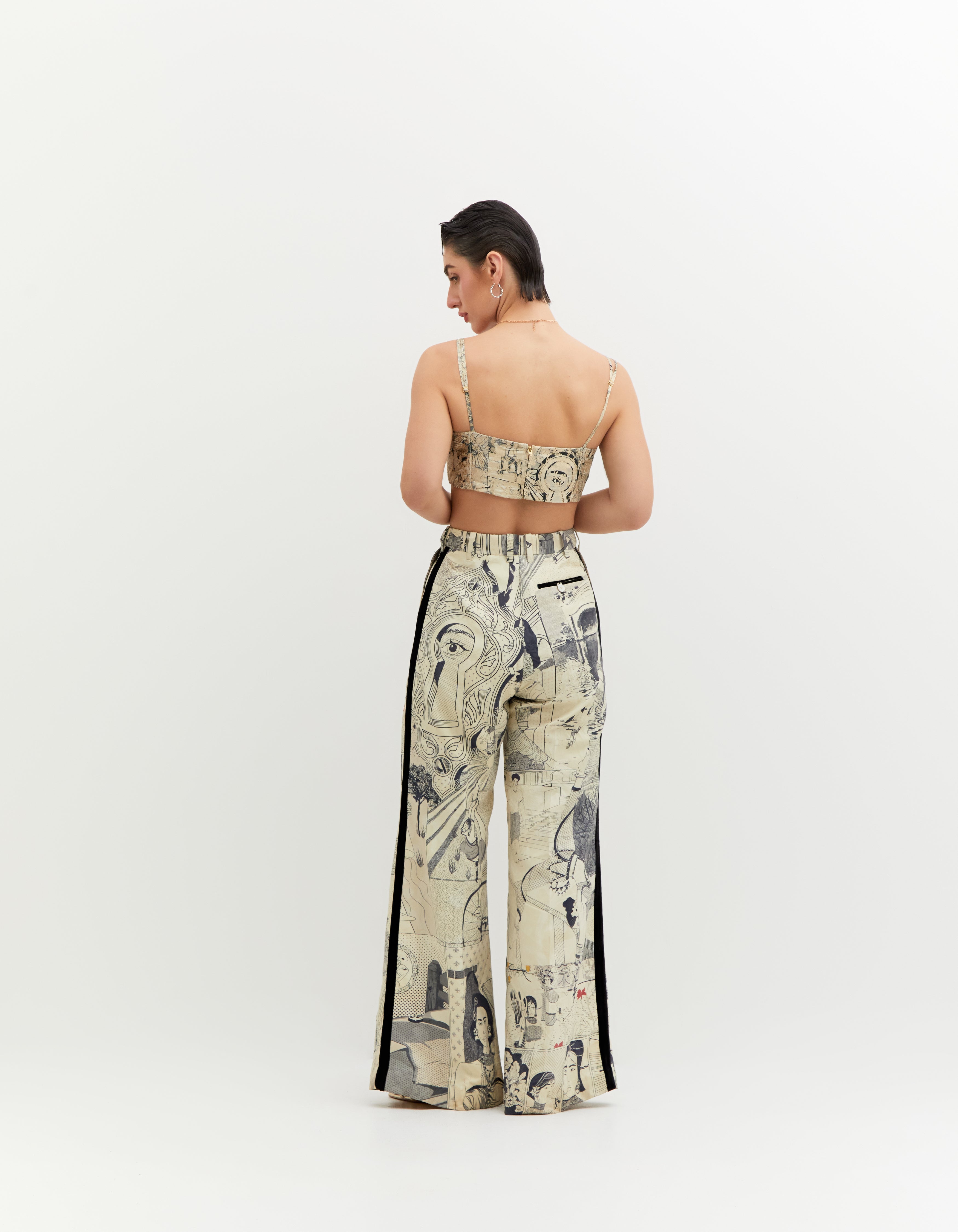 SD Leap Vito Trousers - Premium Silk Damask Black & White Pants for Men | Formal & Business Attire, Evening Events, Luxury Fashion