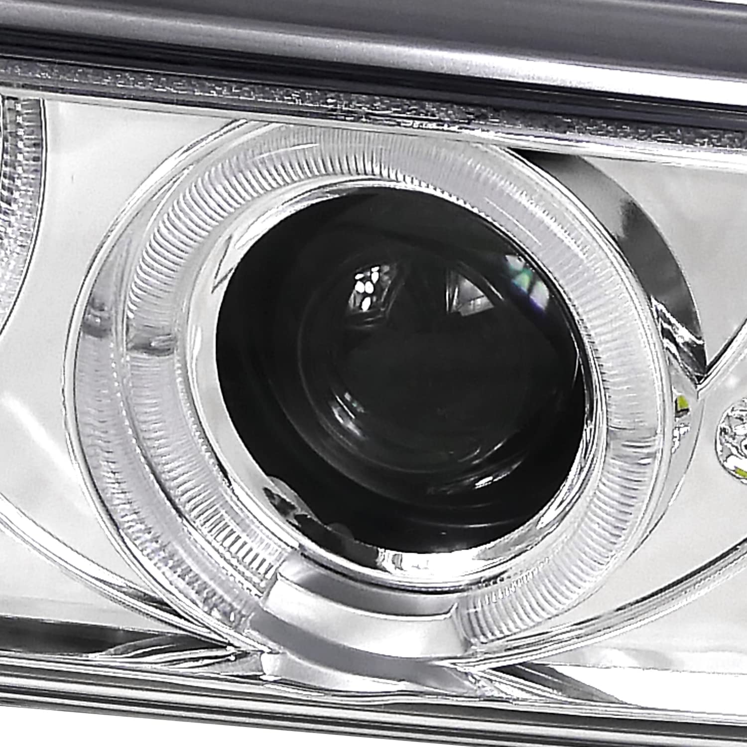 Spec-D Tuning Chrome Halo LED Projector Headlights + LED Bumper Lights for 1998-2004 Chevy S10 - Left & Right Pair Headlamp Assembly - Upgrade Your Truck's Style & Night Visibility for Off-Road & Street Driving