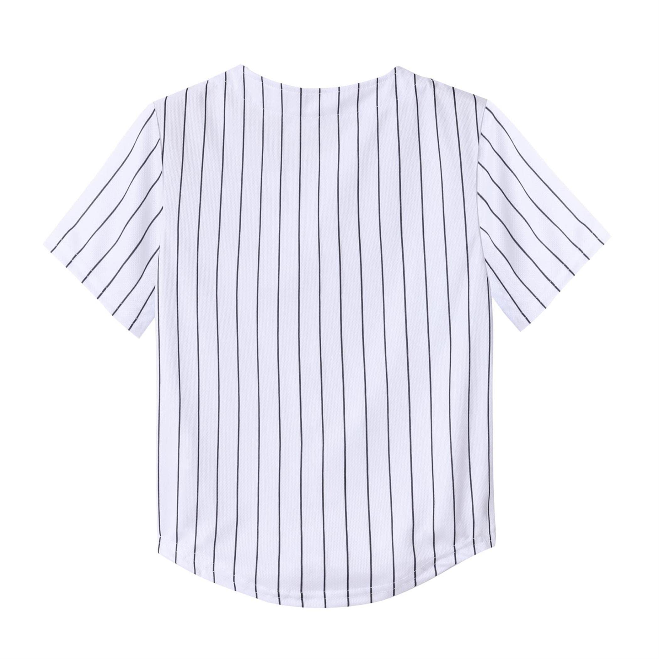 Trendy Kids Baseball Jersey Button-Up T-Shirt - Boys & Girls Hip Hop Style Black and White Short Sleeve Tee for Sports, Casual Wear & Street Fashion