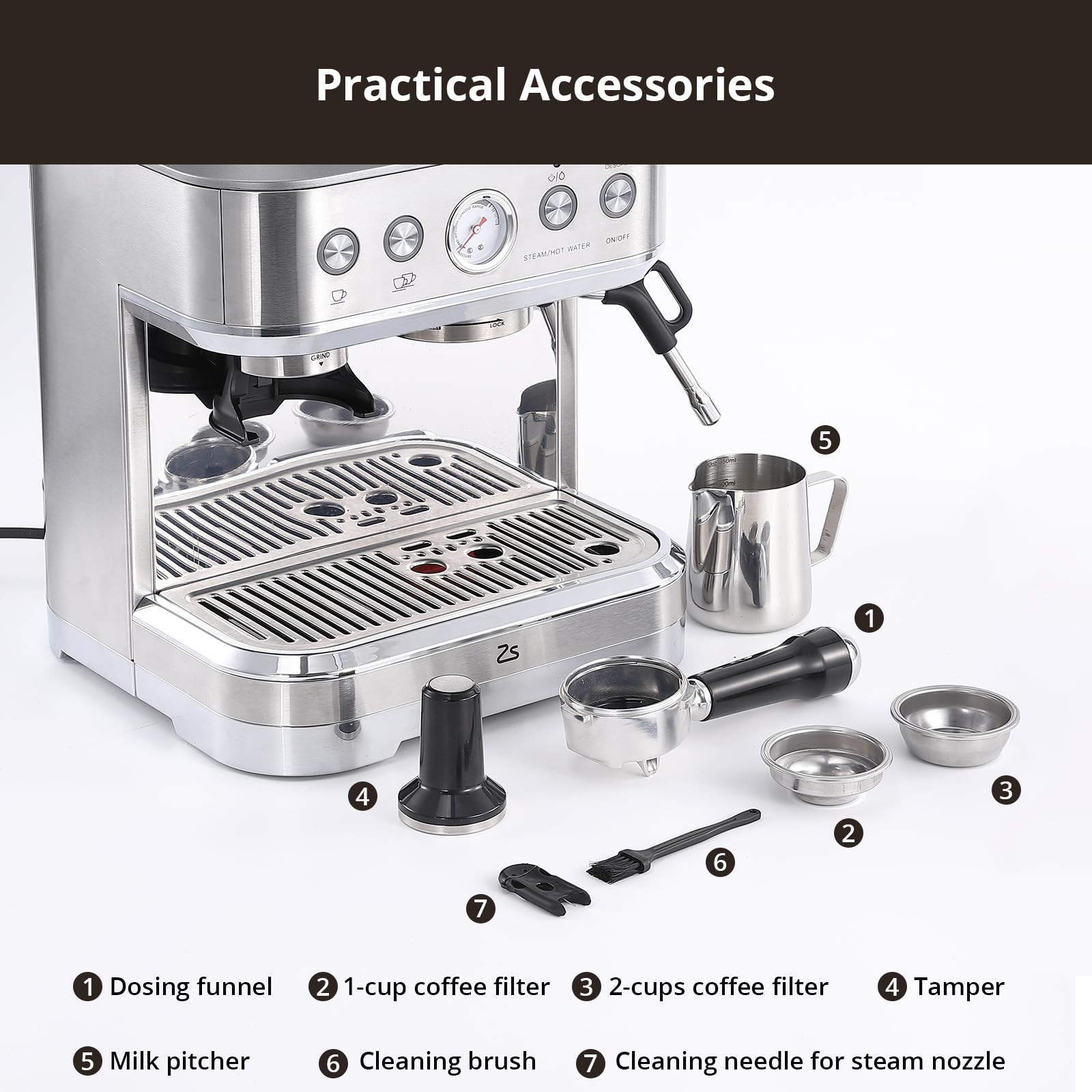 Premium 15 Bar Espresso Machine with Built-In Coffee Grinder & Milk Frother - Perfect for Cappuccino & Latte Lovers - Ideal Gift for Coffee Enthusiasts, Parents, and Home Baristas - Great for Home Kitchens, Offices, and Coffee Shops