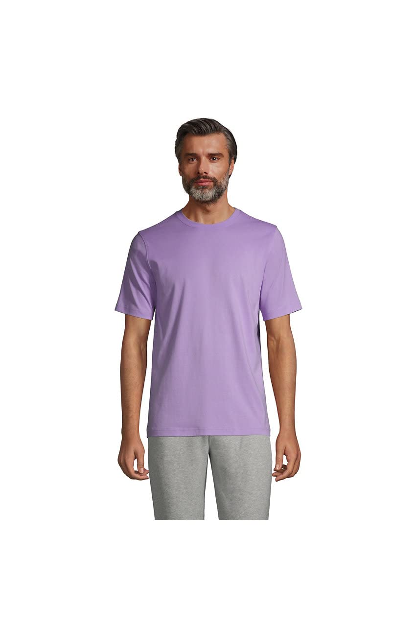 Lands' End Men's Short Sleeve Super-T T-Shirt - Soft Cotton Crew Neck Tee in Lavender Cloud - Regular Fit Size Large - Perfect for Casual Wear, Gym & Everyday Comfort