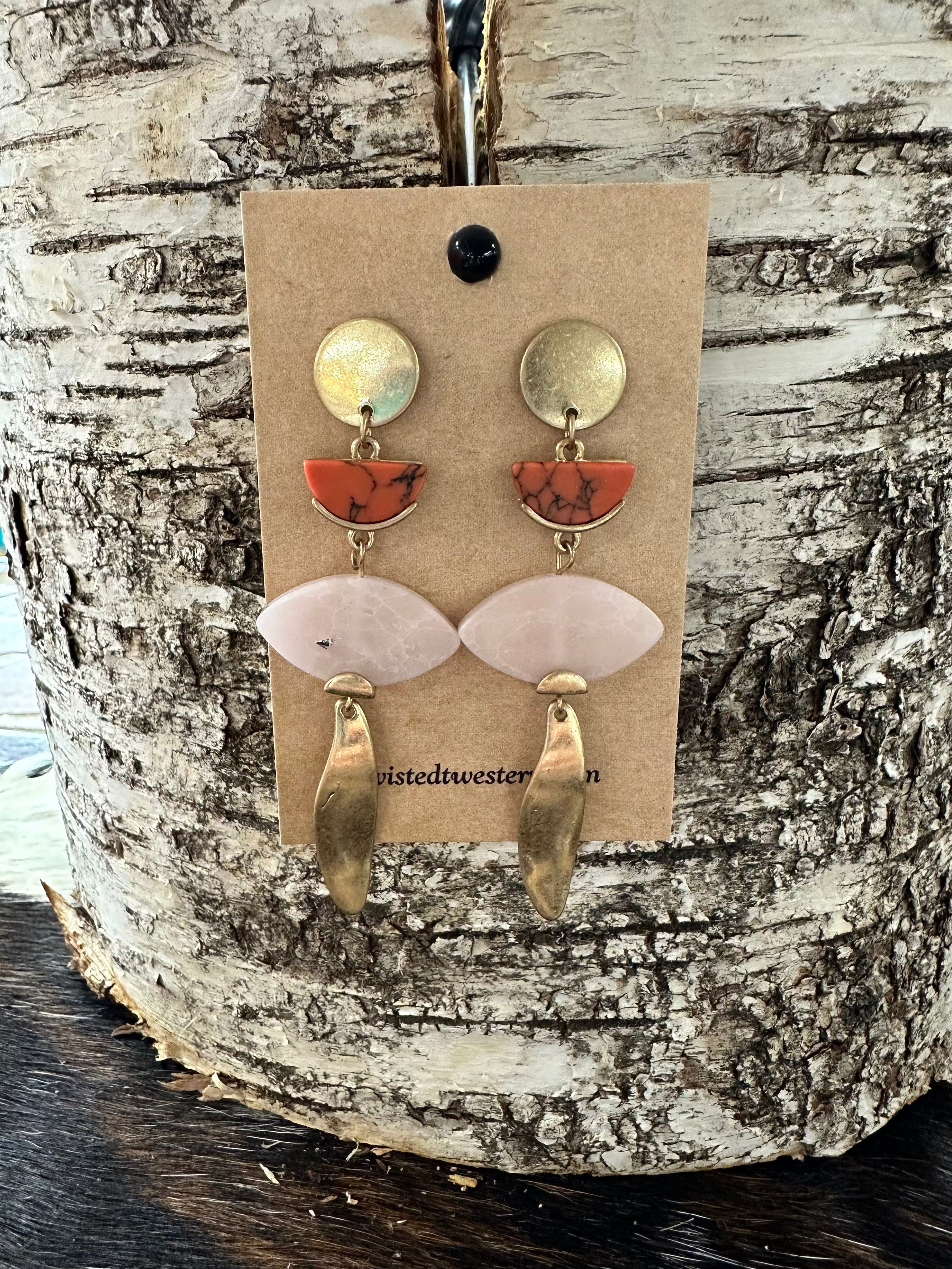 Trendy Pink & Orange Geometric Earrings for Women - Stylish Dangle Drop Earrings for Party, Wedding & Everyday Wear