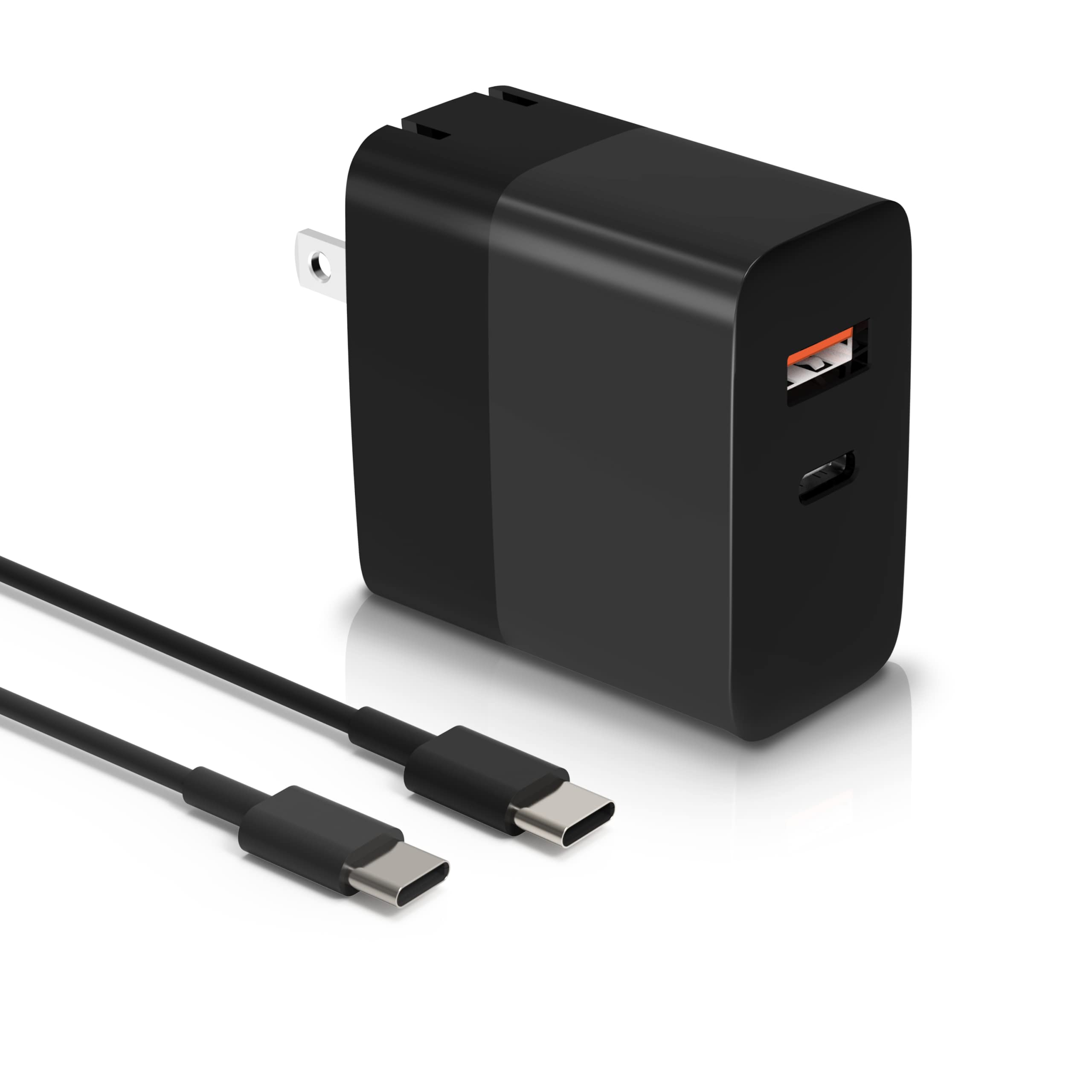 65W GaN USB C Wall Charger, Fast PD PPS Charger Block with 2 Ports - Compatible with MacBook Pro, iPhone 12/13, iPad, Galaxy S22/S21 - Foldable Plug for Travel & Home Use