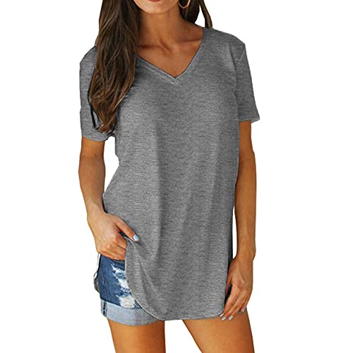 Women's Casual V-Neck Short Sleeve T-Shirt - Loose Fit Summer Tunic Top for Women | Perfect for Beach, Travel & Everyday Wear