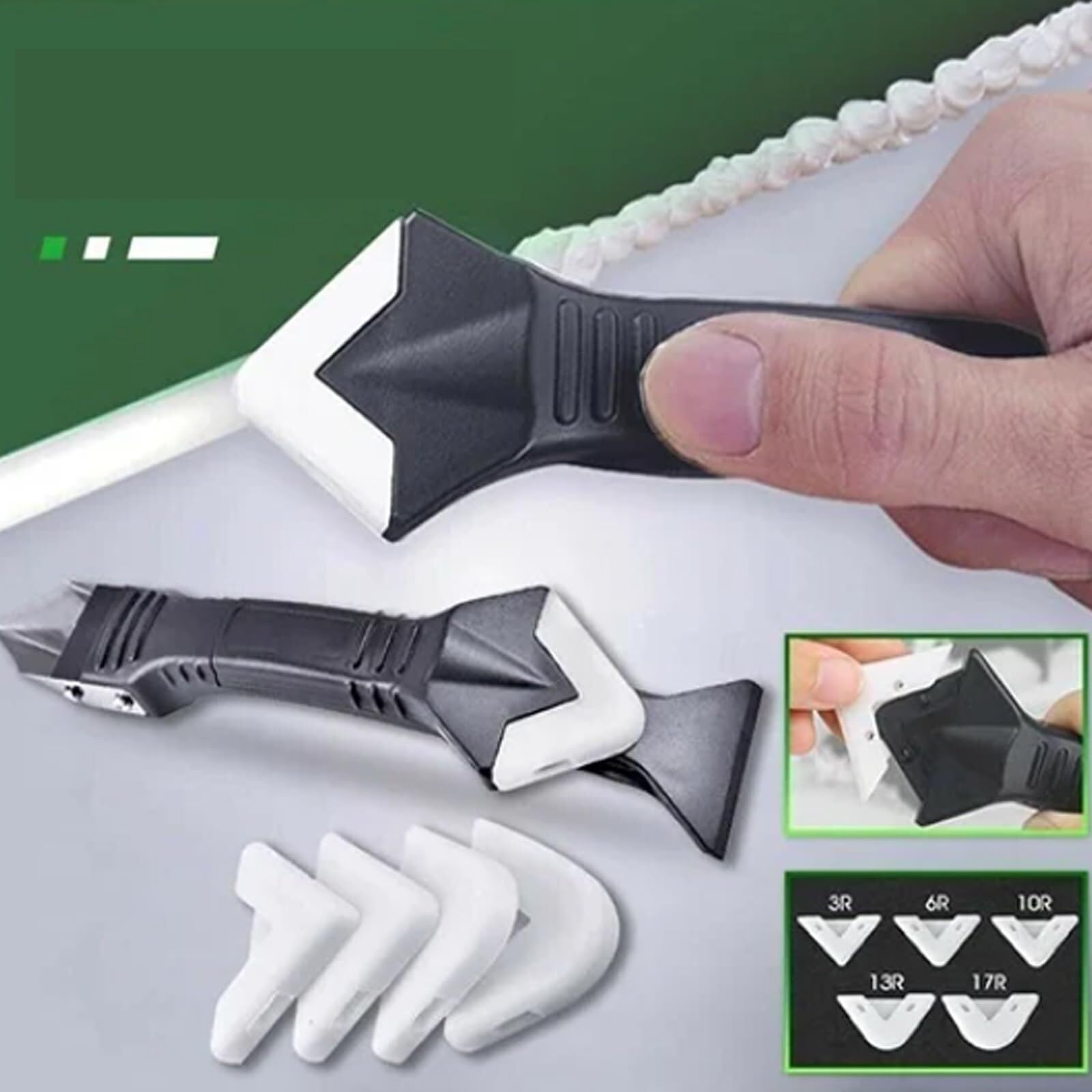 Visulong 3-in-1 Multi-Function Caulking Tool - Stainless Steel Silicone Remover & Caulk Scraper for Bathroom, Kitchen & Home Renovation Projects