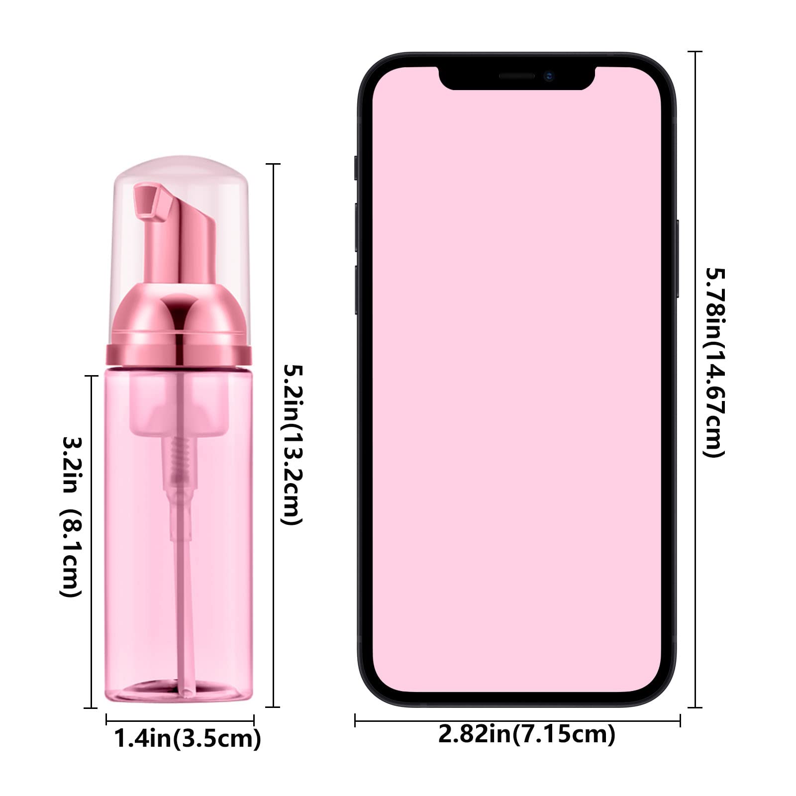 2 Oz Clear Rose Red Foam Pump Bottles (12 Pack) - Travel Foamer Soap Dispenser for Lash Shampoo, Hand Soap & Facial Cleanser | Perfect for Salon, Bathroom & On-the-Go Use