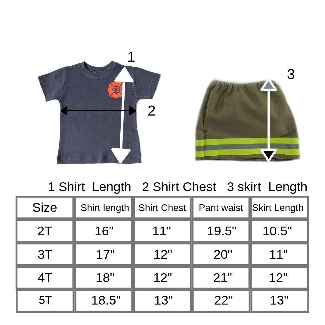 Kids Firefighter Costume Set - Toddler Girl Fireman Outfit with Jacket & Bunker Gear | Halloween Dress Up, Pretend Play, Birthday Party