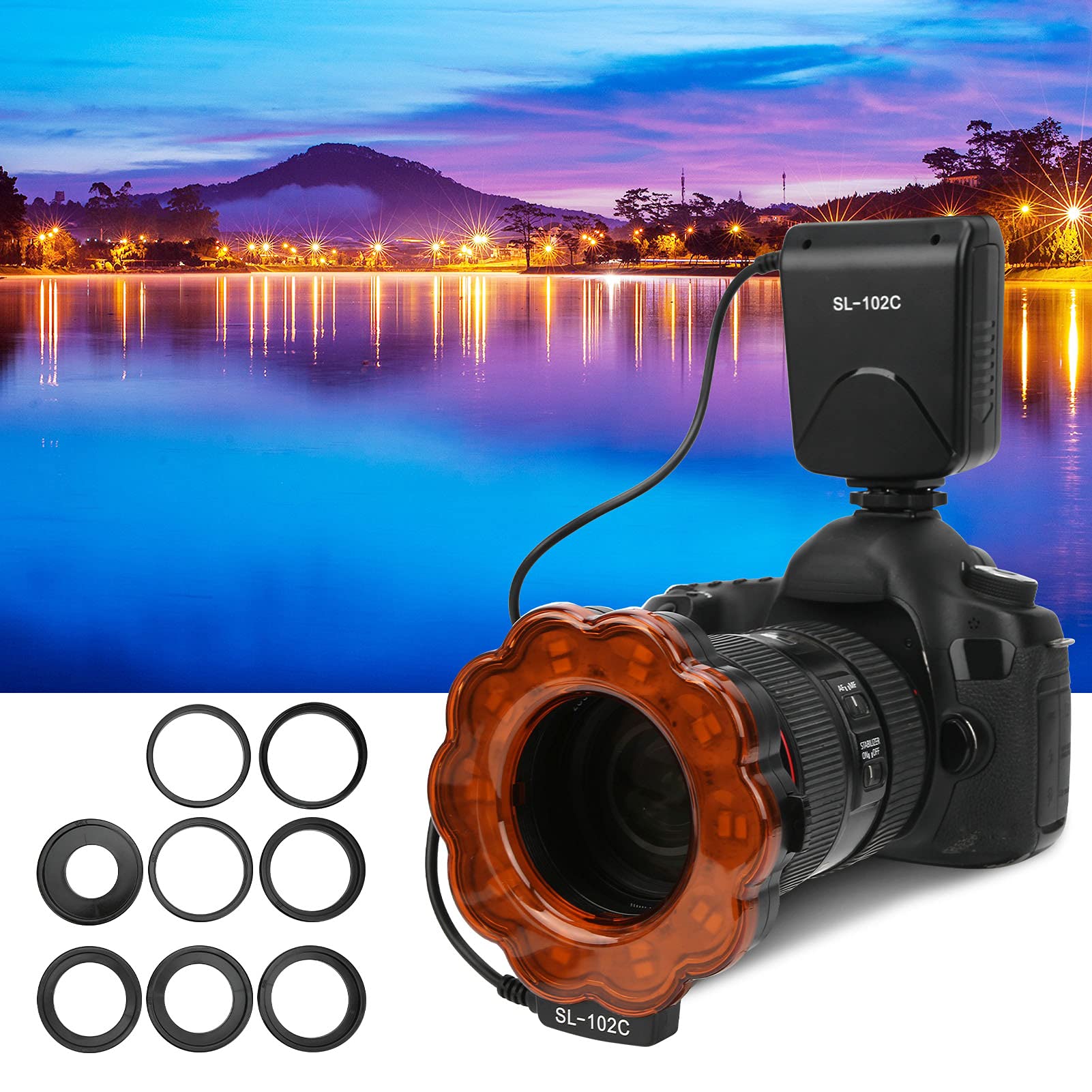 VBESTLIFE Professional LED Ring Flash for DSLR Cameras - 40.5/52/55/58/62/67/72/77mm Adapter Rings Included - Perfect for Portrait, Macro & Beauty Photography
