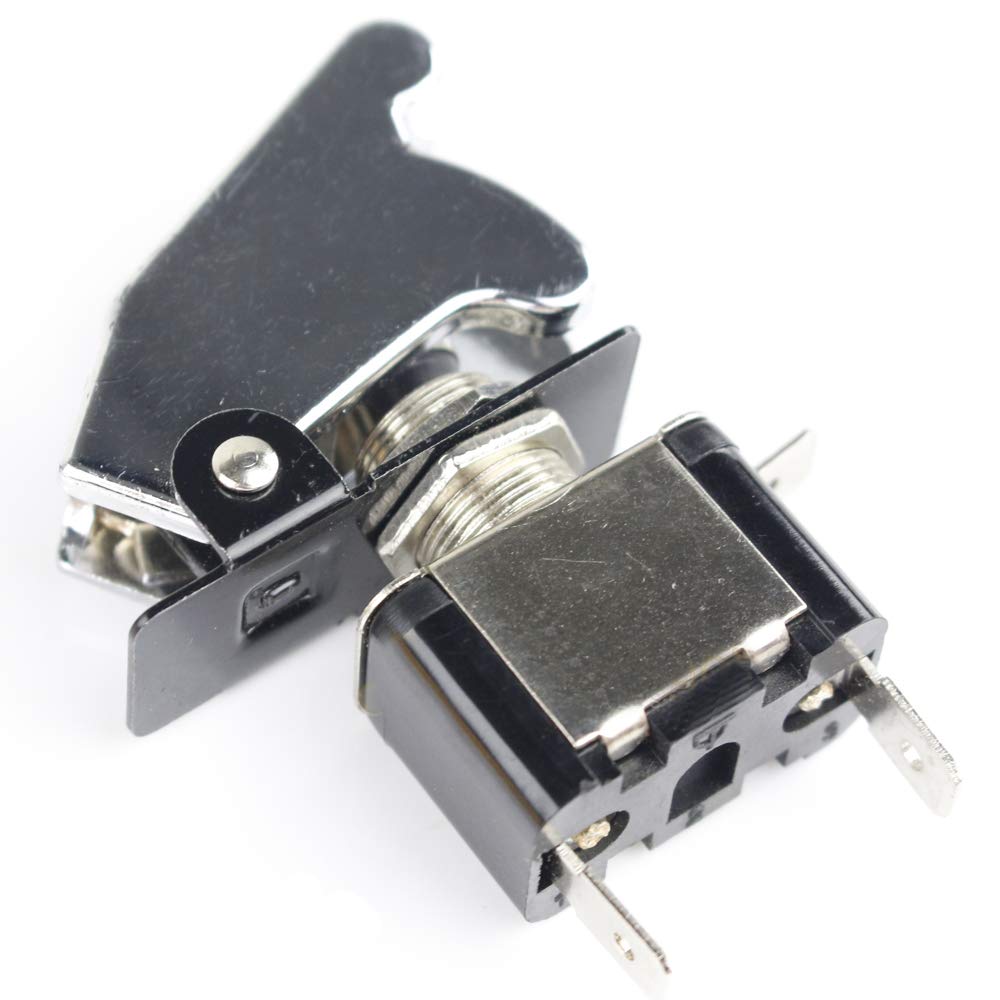 Blue LED Rocker Switch - Chrome Toggle On/Off for Marine & RV Use