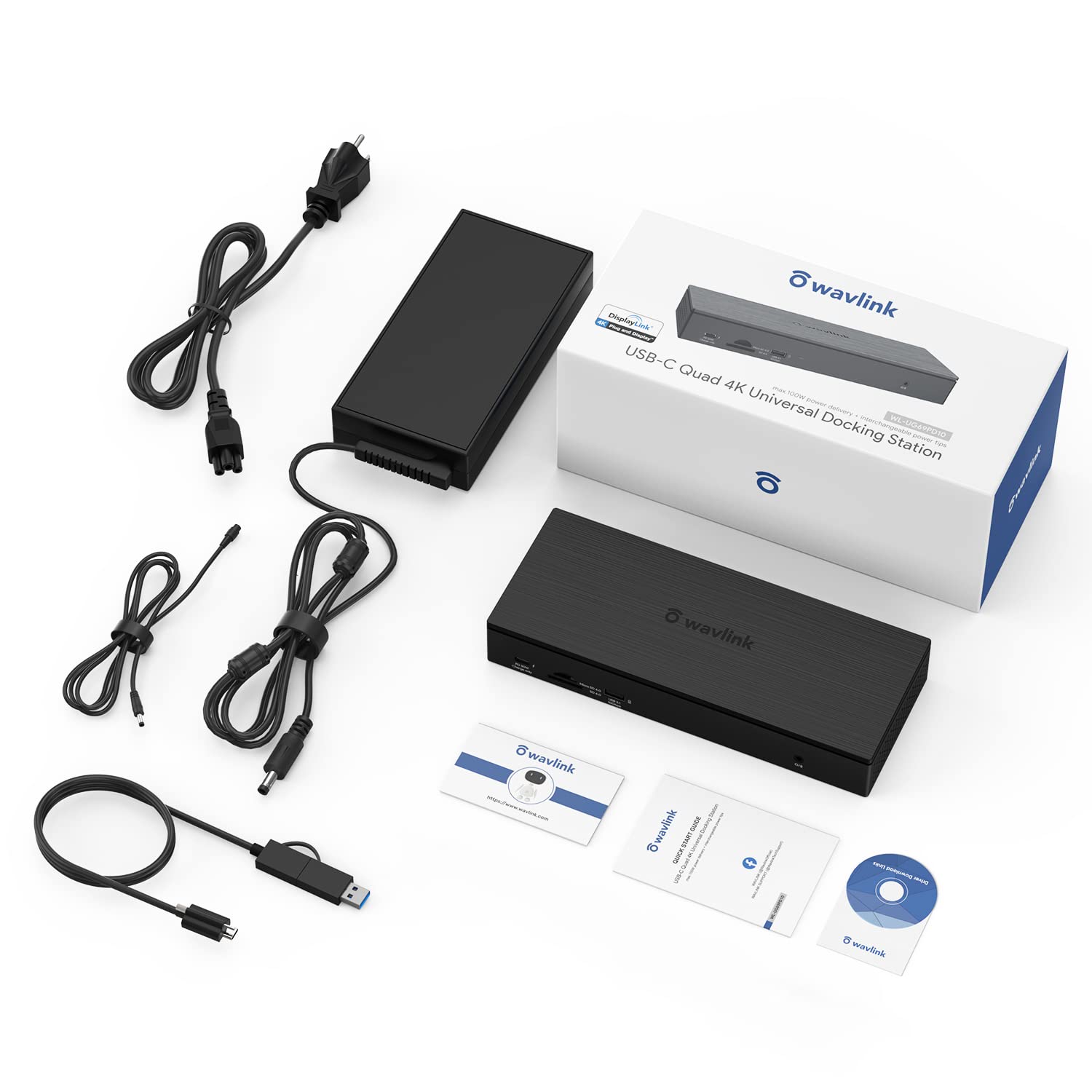 WAVLINK DisplayLink USB C Docking Station for Laptop - 4 Monitor Support (5K/4K@60Hz), 100W PD Charging, Thunderbolt 3/4 Compatible for Windows & Mac (4 HDMI, 4 DP, SD 4.0, 2.5Gbps LAN) - Perfect for Home Office, Gaming & Multi-Tasking Workstations