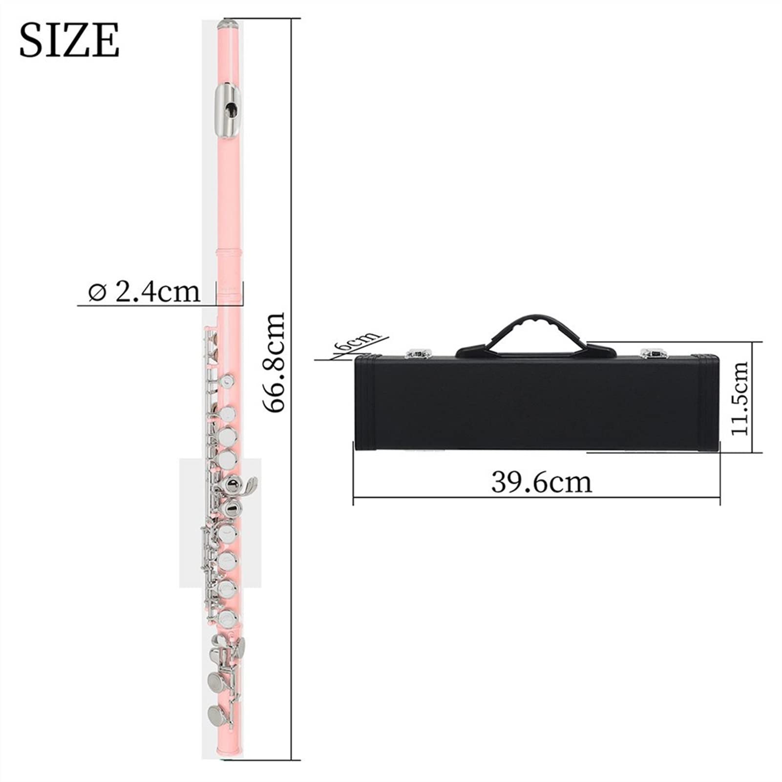 16-Hole C Key Rose Gold Cupronickel Flute with Leather Case - Professional Closed Hole Transverse Flute Instrument for Beginners & Students - Perfect for School Bands, Music Lessons & Home Practice