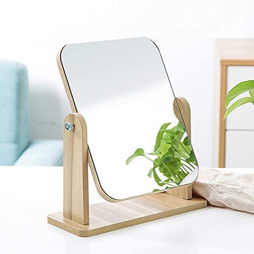 360° Adjustable Wooden Desk Mirror - Extra Large Portable Makeup & Shaving Mirror for Bathroom, Living Room, Bedroom & Vanity (Ideal for Grooming, Cosmetics & Home Decor)