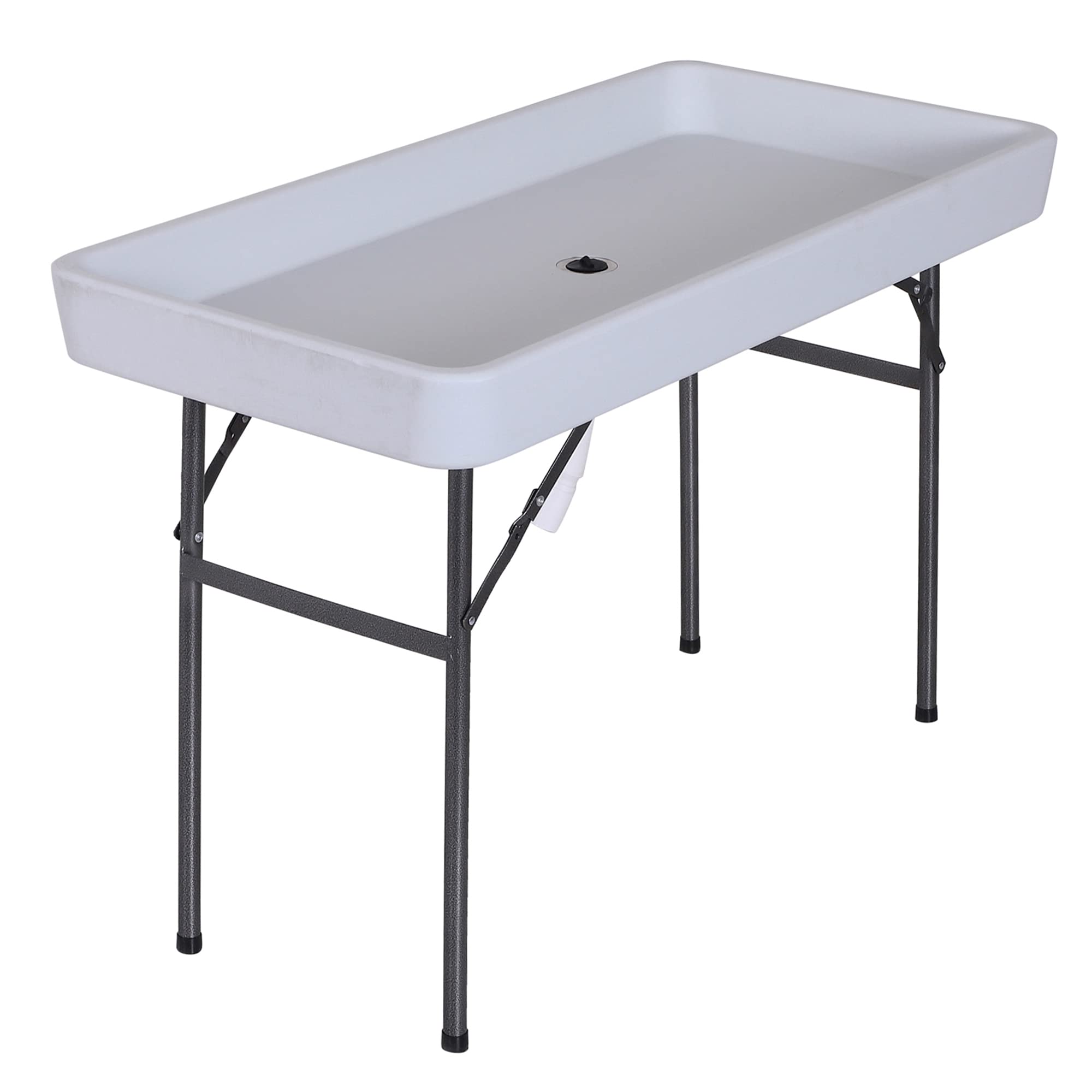 Outsunny 4FT Portable Folding Fish Cleaning Table with Sink - Lightweight Camping, Picnic & Outdoor Kitchen Prep Station for Fishing, BBQ & Party Use