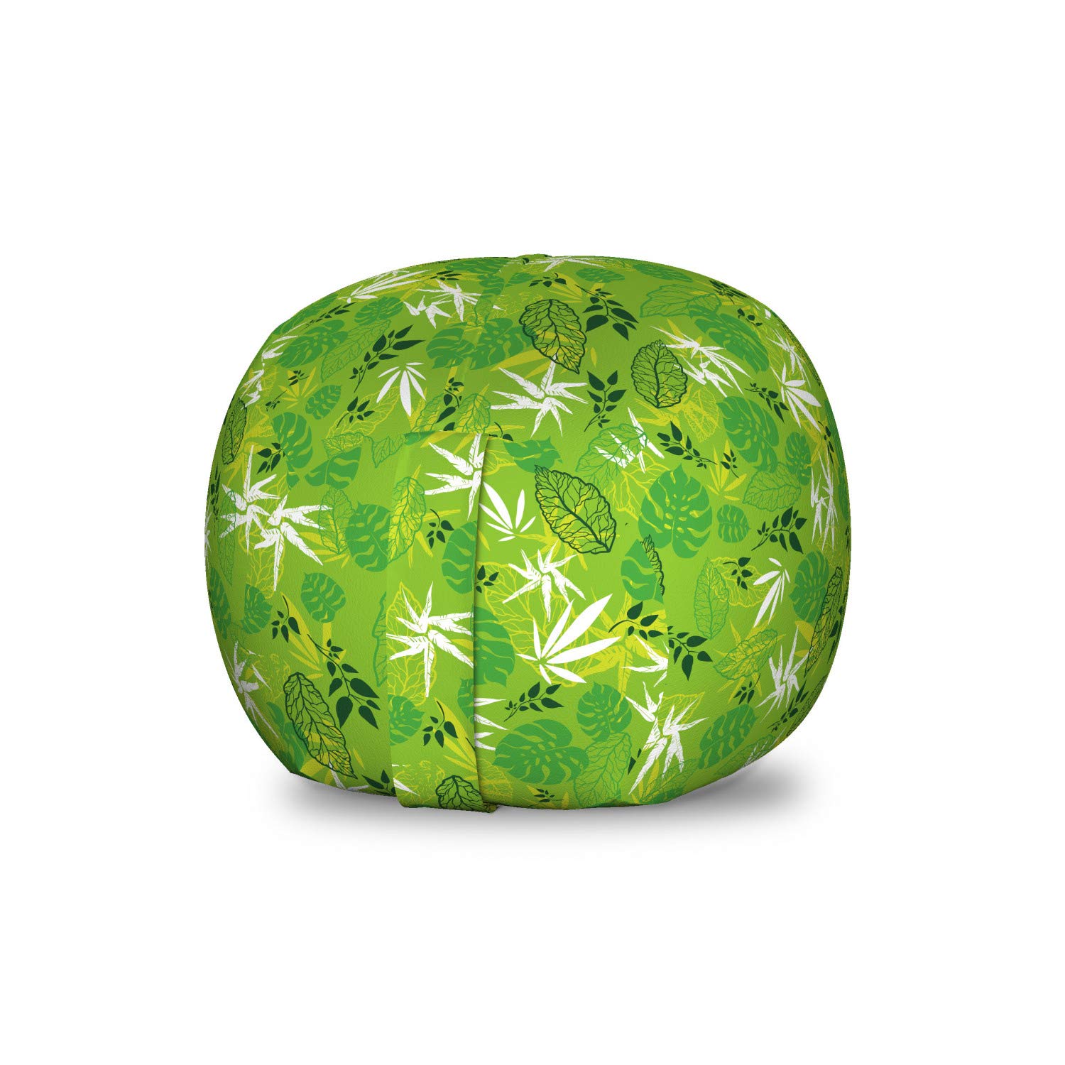 Ambesonne Forest Storage Toy Bag Chair - Jungle Tropical Monstera Leaves Design, Washable Stuffed Animal Organizer, Small Size Lime Green | Perfect for Kids' Room, Nursery, Playroom & Toy Storage