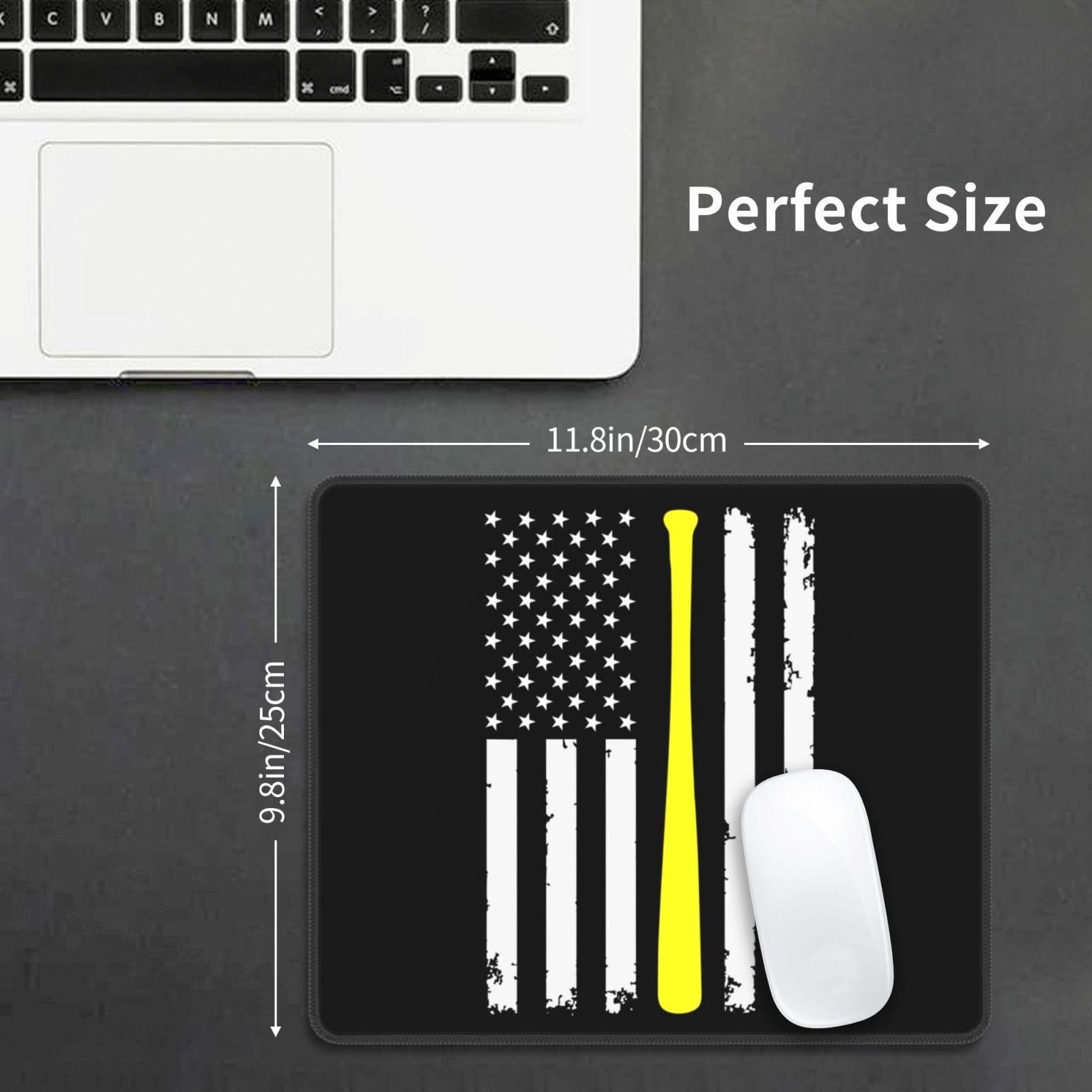 SIYTUAU USA Flag Baseball Design Mouse Pad - Waterproof, Non-Slip Rubber Base for Office & Gaming - 10x12 Inch Large Mousepad for Laptop & PC - Perfect for Work, Gaming & Patriotic Decor