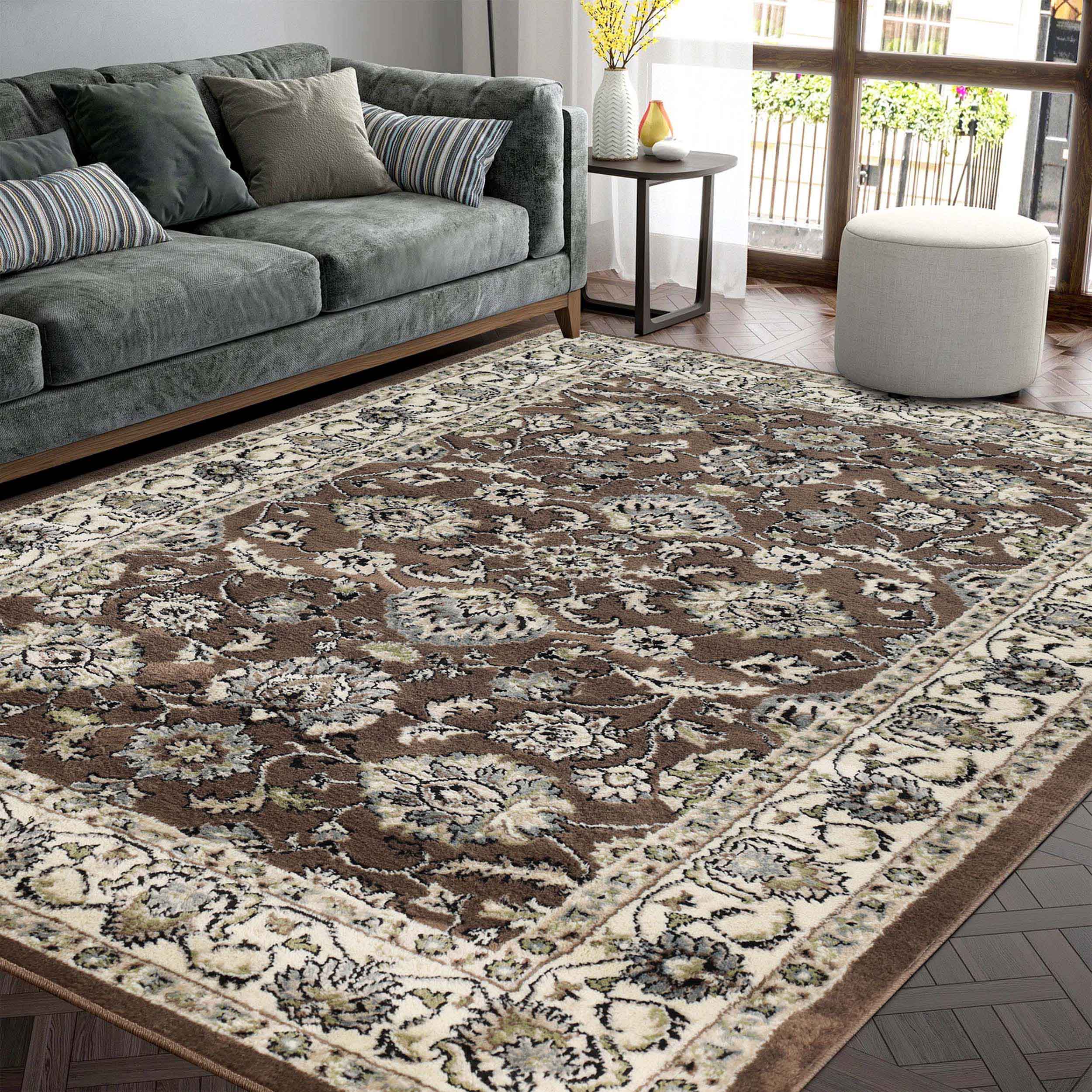 Lille Elegant Floral Indoor Area Rug - Non-Slip Soft Living Room Carpet Runner for Bedroom, Hallway & Entryway Decor
