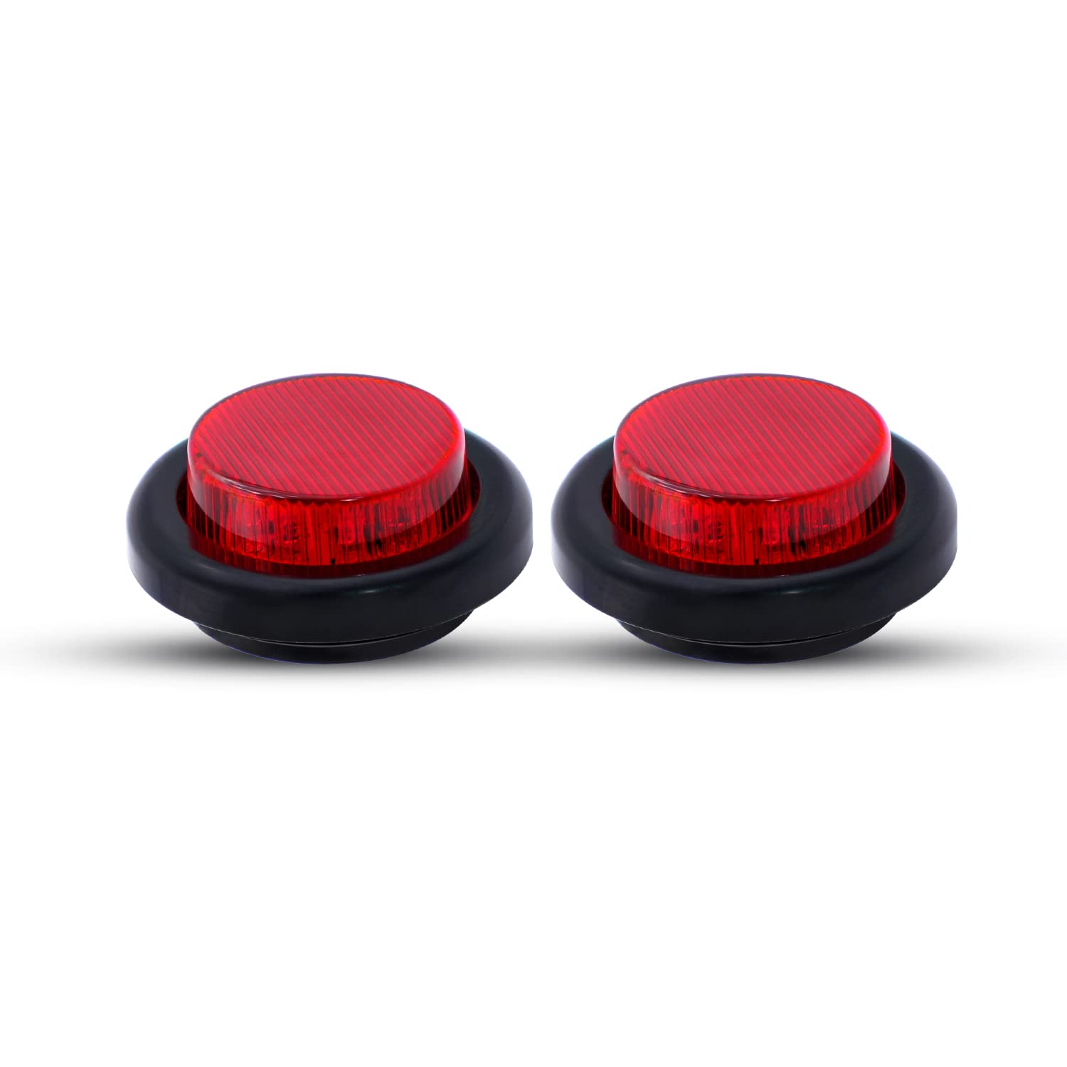 2 Inch Round Red LED Clearance Reflector Side Marker Lights - 2 Pcs Universal 12V DC Truck RV Trailer Camper Lights with Grommets & 10 Diodes - Perfect for Night Driving Safety & Vehicle Visibility