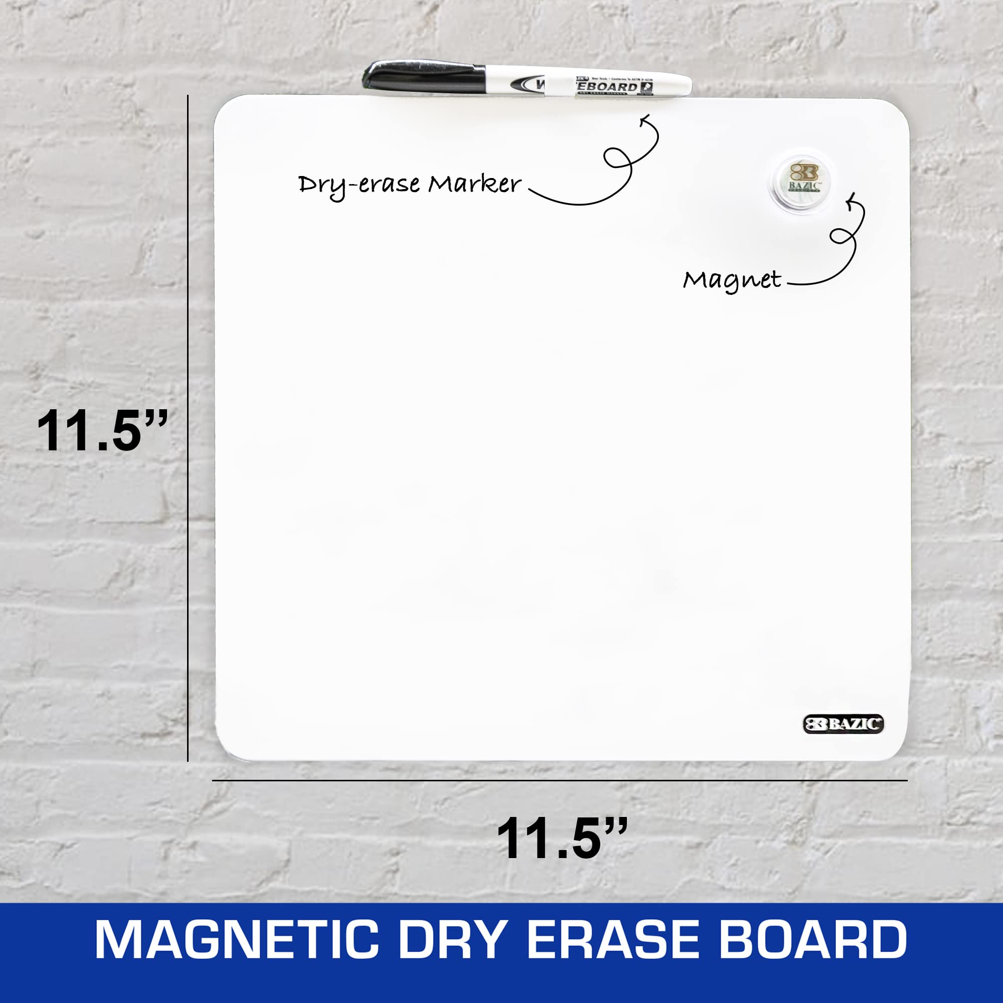 BAZIC 12-Pack Magnetic Dry Erase Whiteboard Tiles 11.5